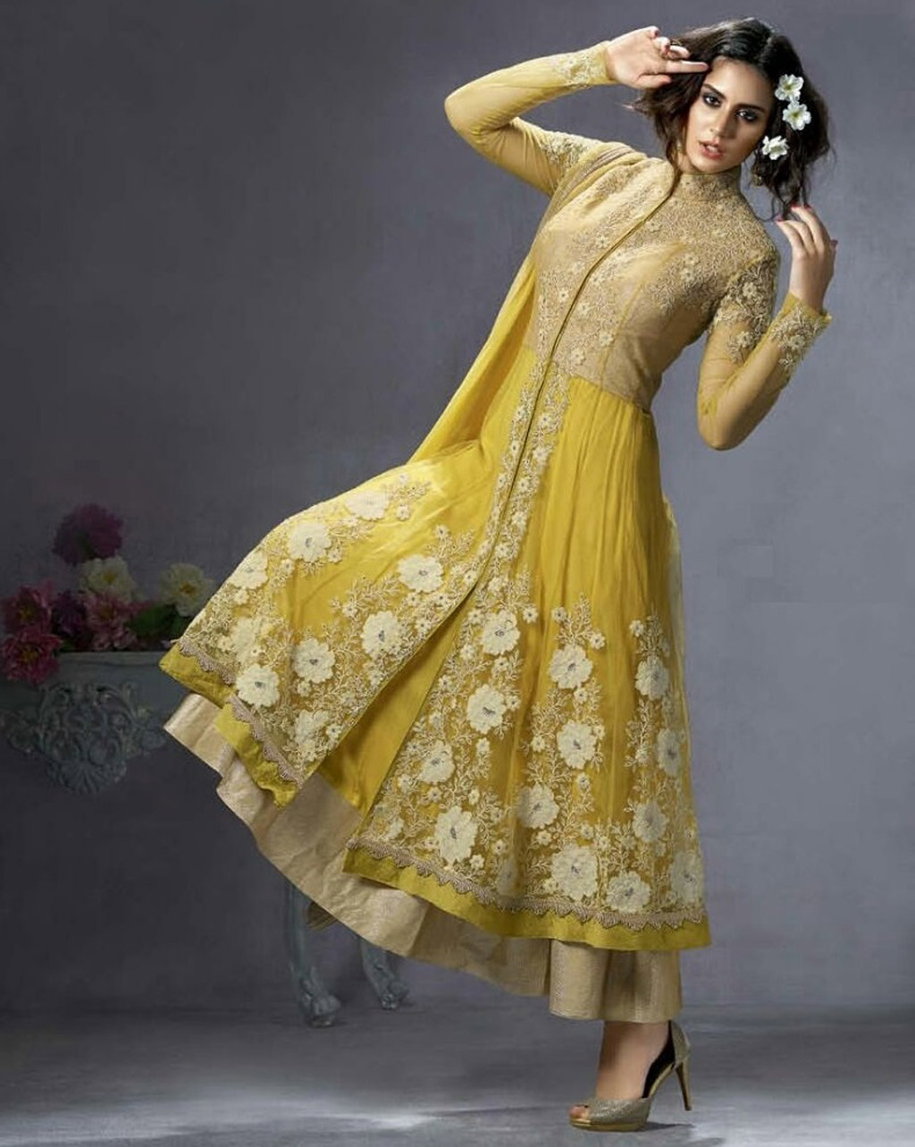 Yellow Georgette Designer Anarkali Suit 58916