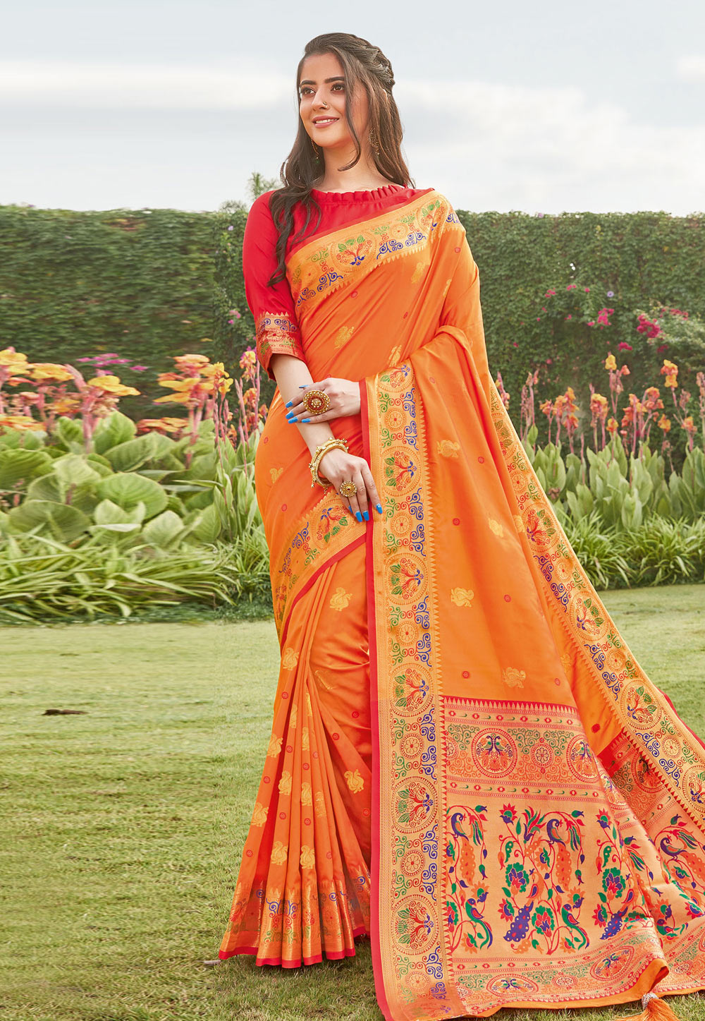 Orange Silk Paithani Saree 223700