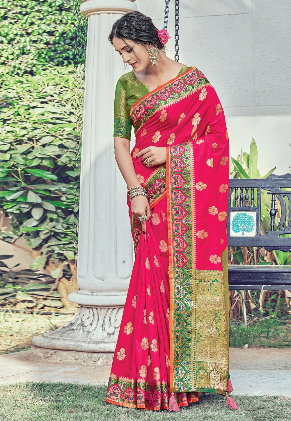 Magenta Silk Saree With Blouse 223693