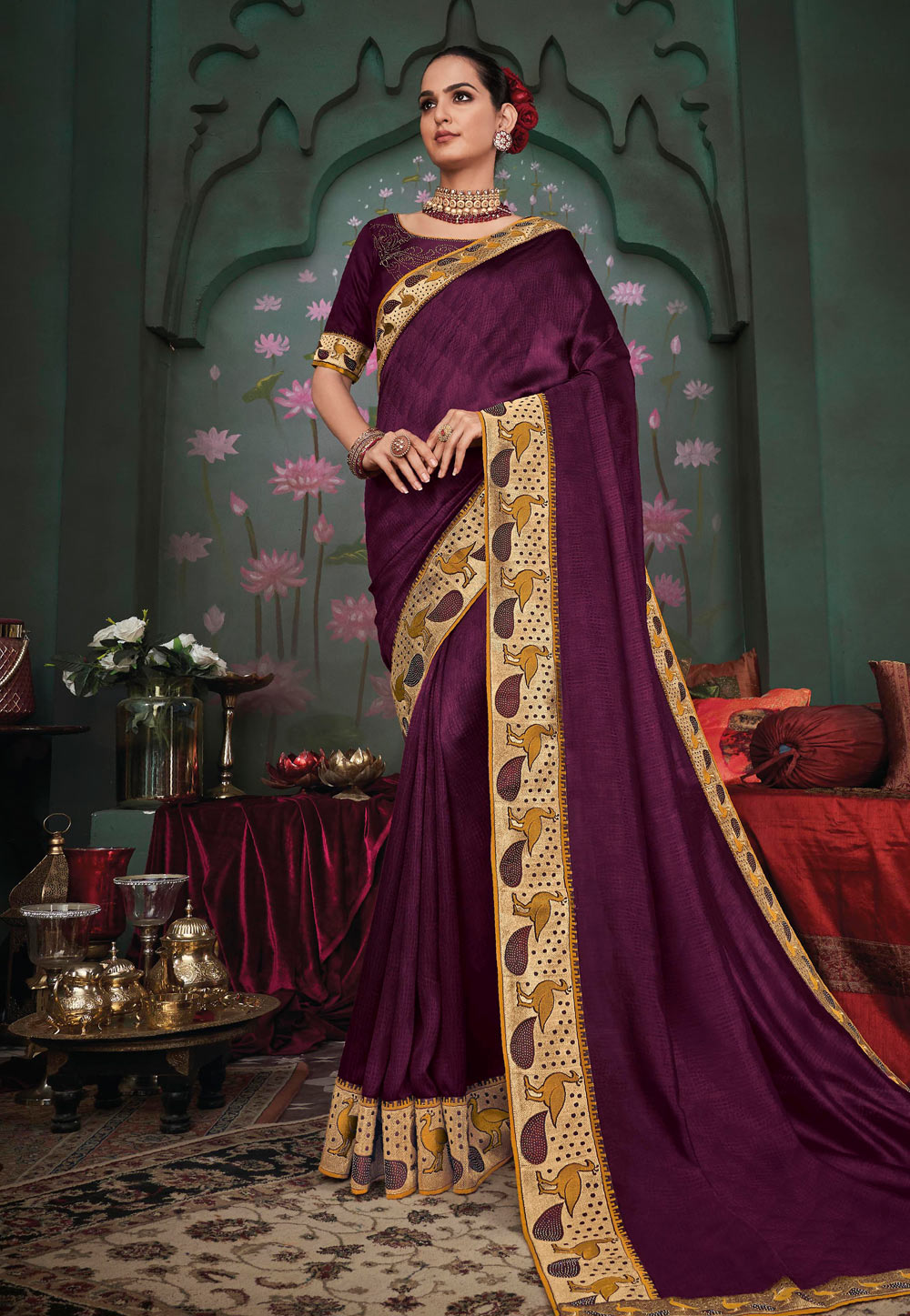 Purple Silk Party Wear Saree 223829