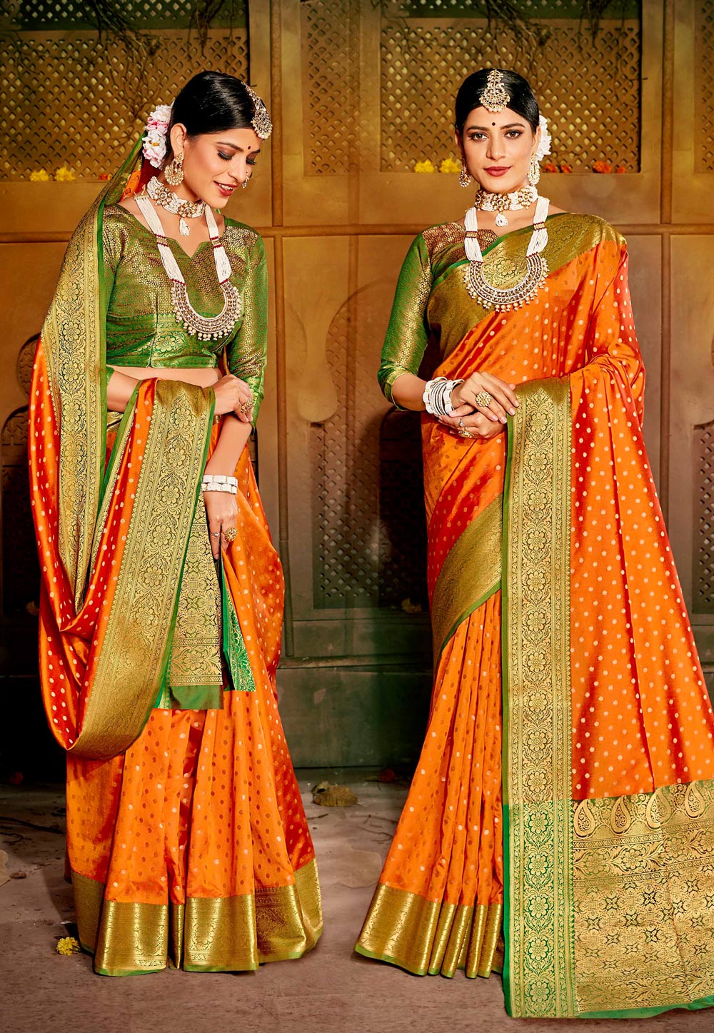 Orange Silk Saree With Blouse 223815
