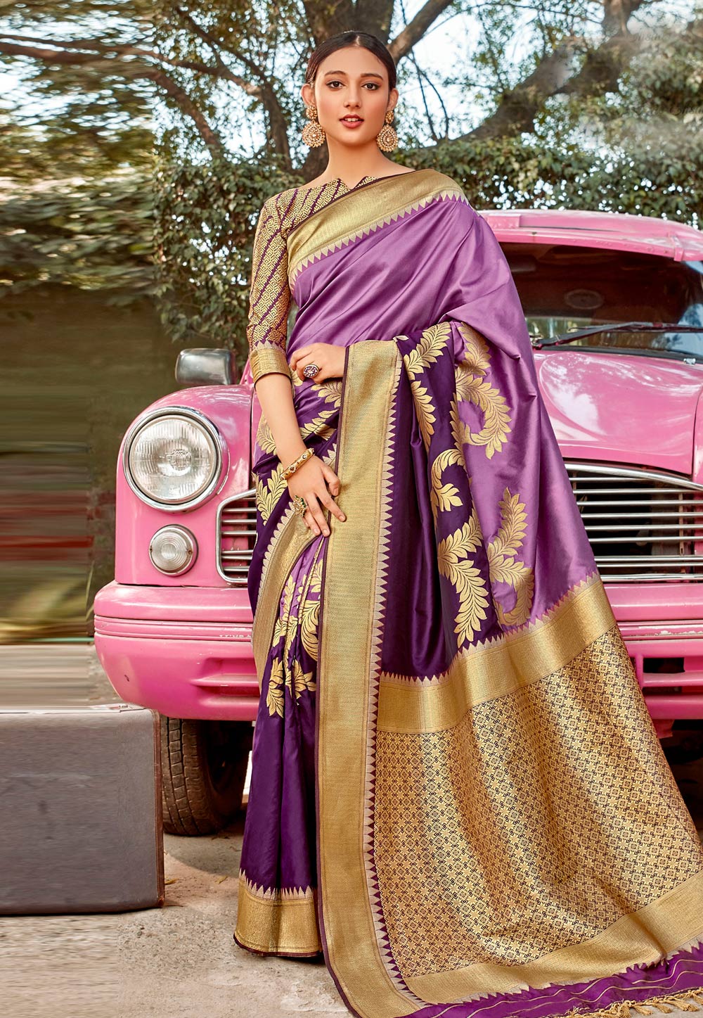 Purple Silk Saree With Blouse 224012