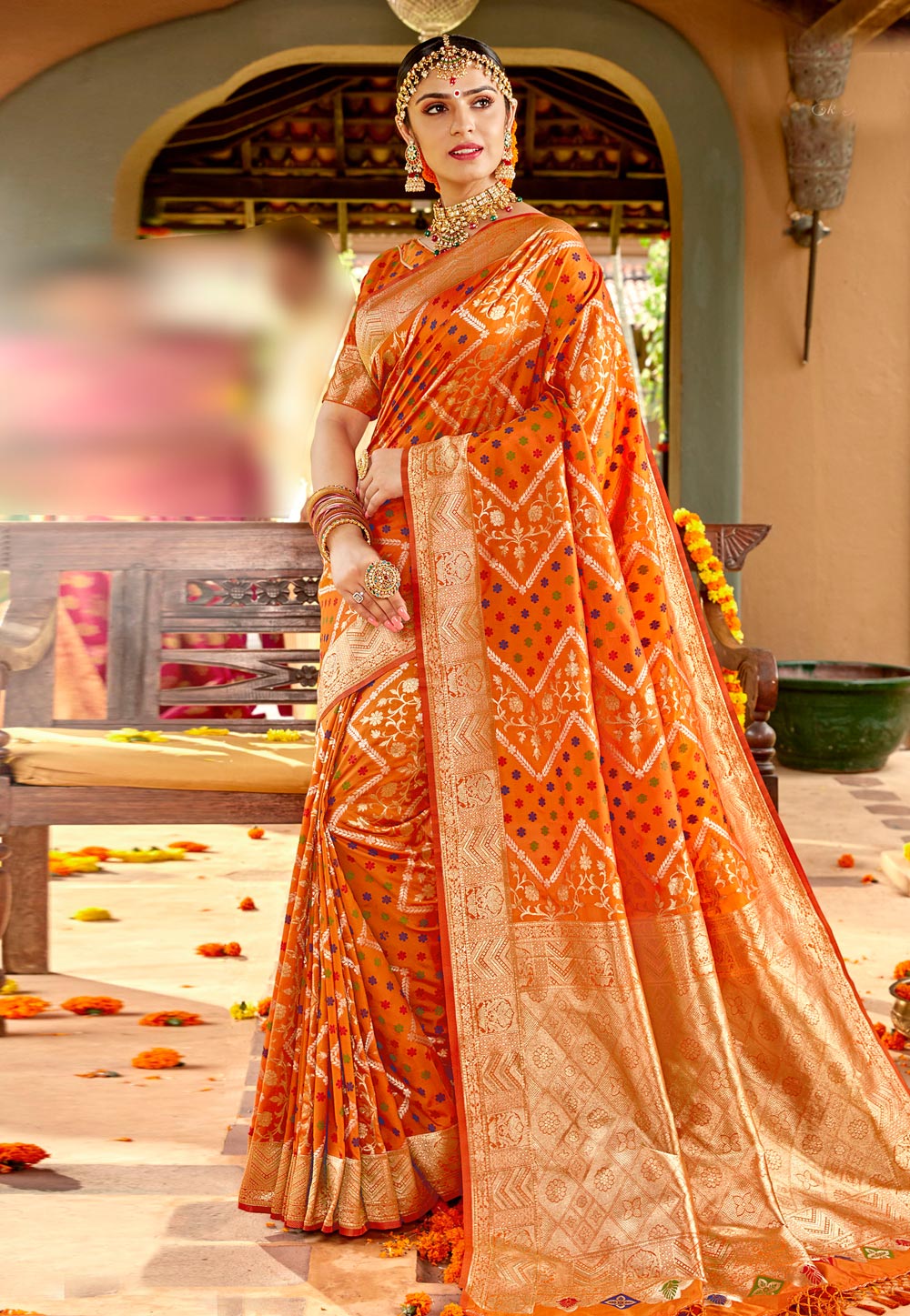 Orange Silk Festival Wear Saree 223999