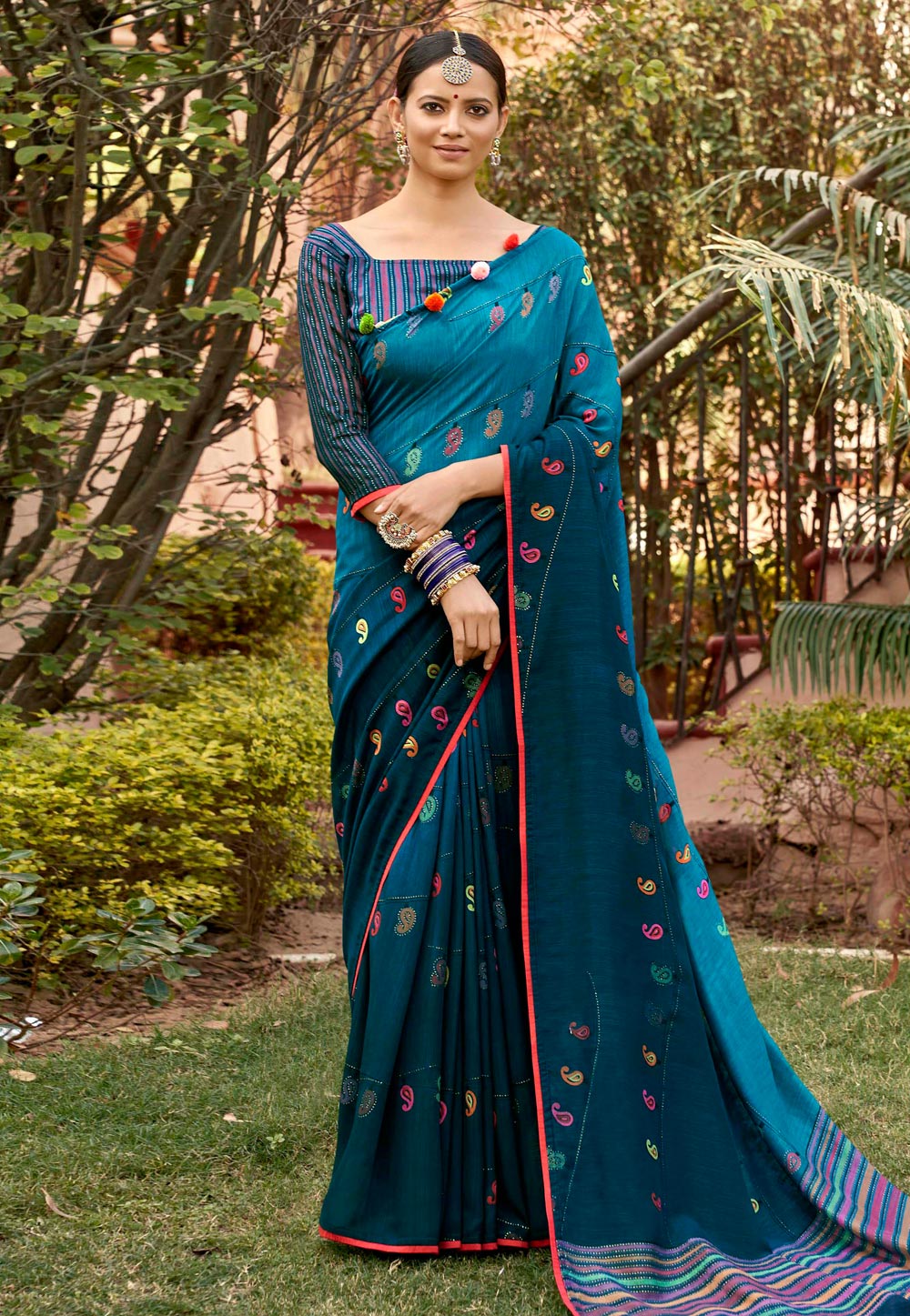 Blue Chanderi Silk Festival Wear Saree 224198