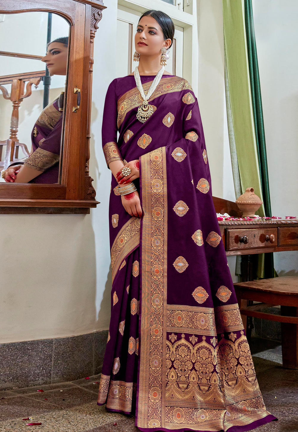 Purple Art Silk Festival Wear Saree 224245