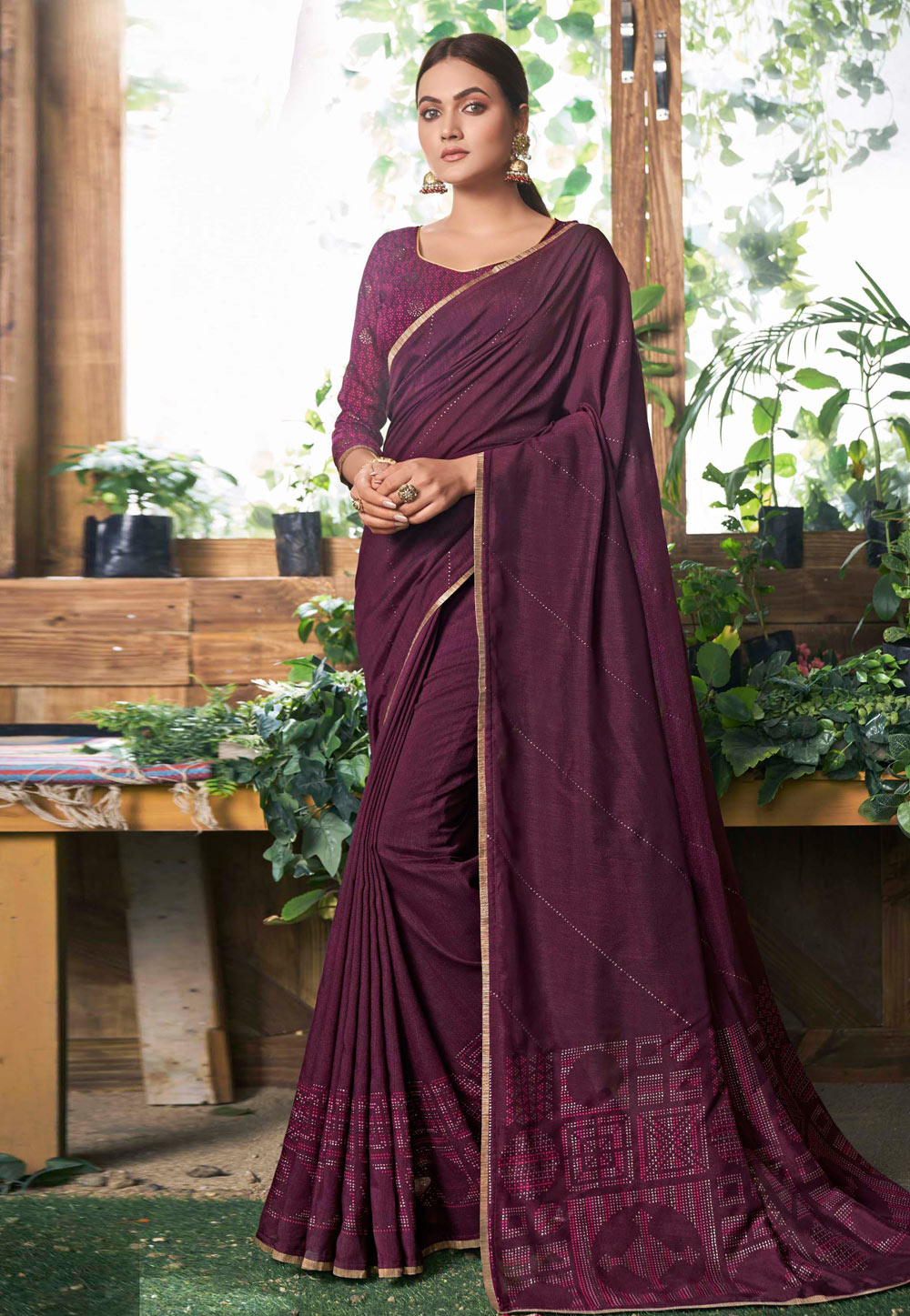 Purple Chanderi Silk Festival Wear Saree 224327