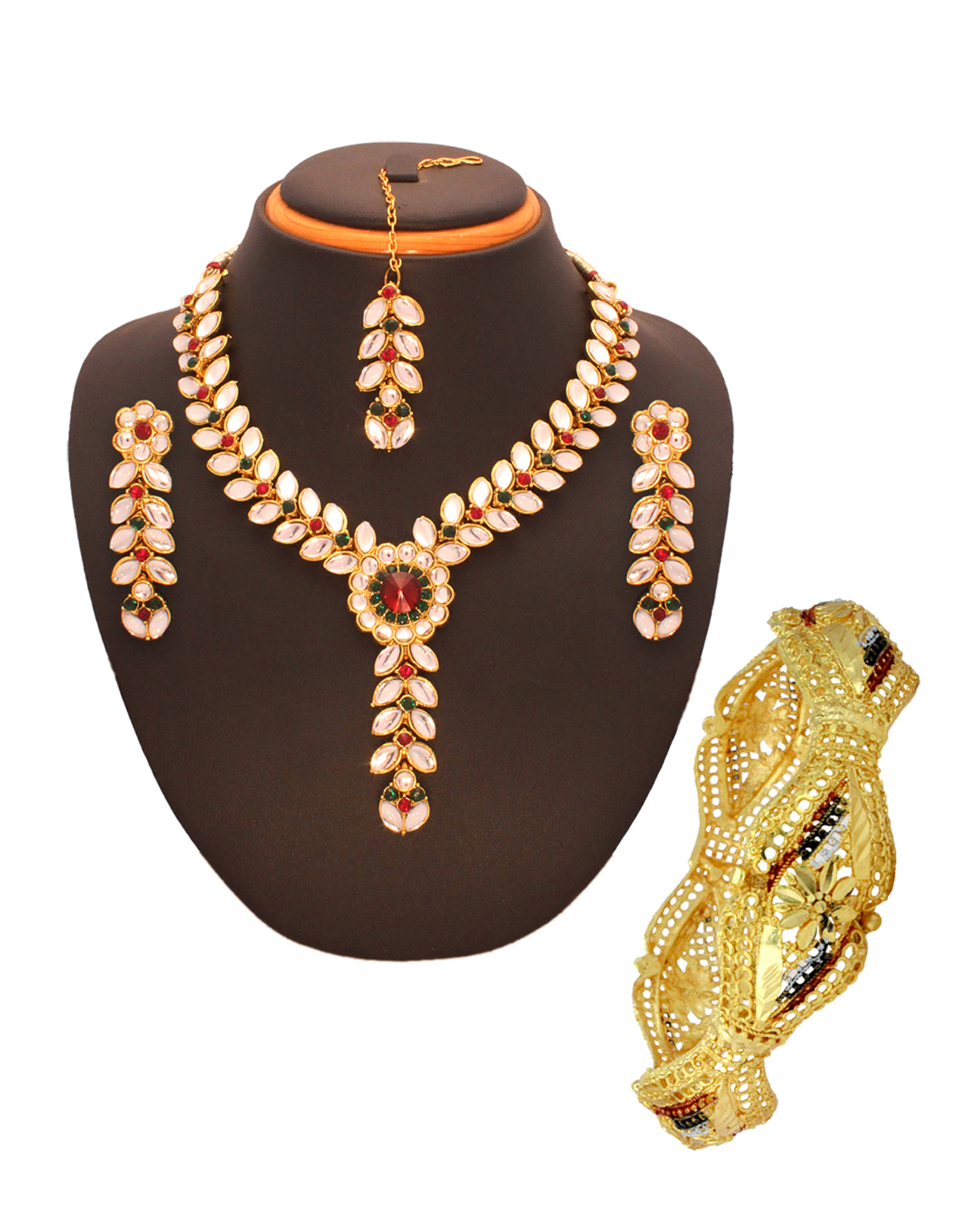 Maroon Stone Work Party Wear Set with Free Bangle