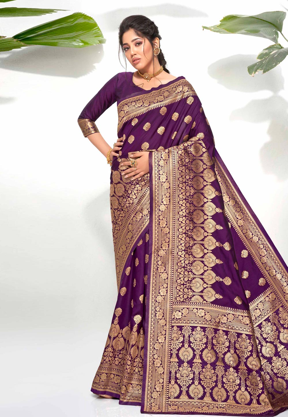 Purple Jacquard Silk Festival Wear Saree 224539