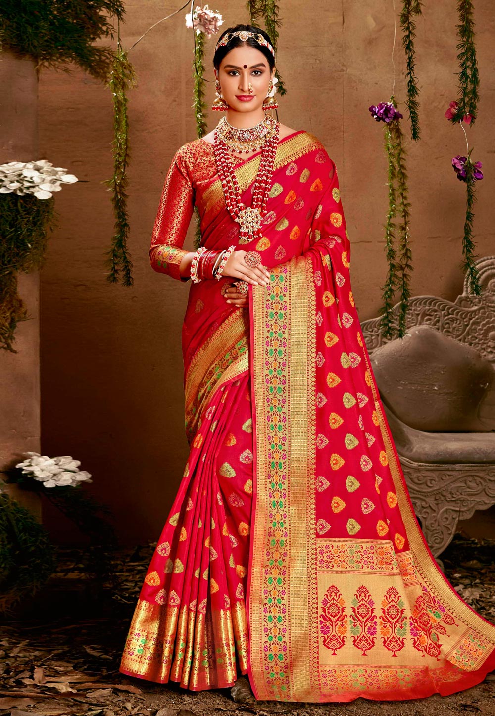 Pink Jacquard Silk Paithani Saree 224695