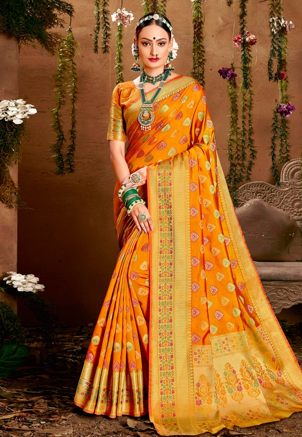 Yellow Jacquard Silk Paithani Saree 224697