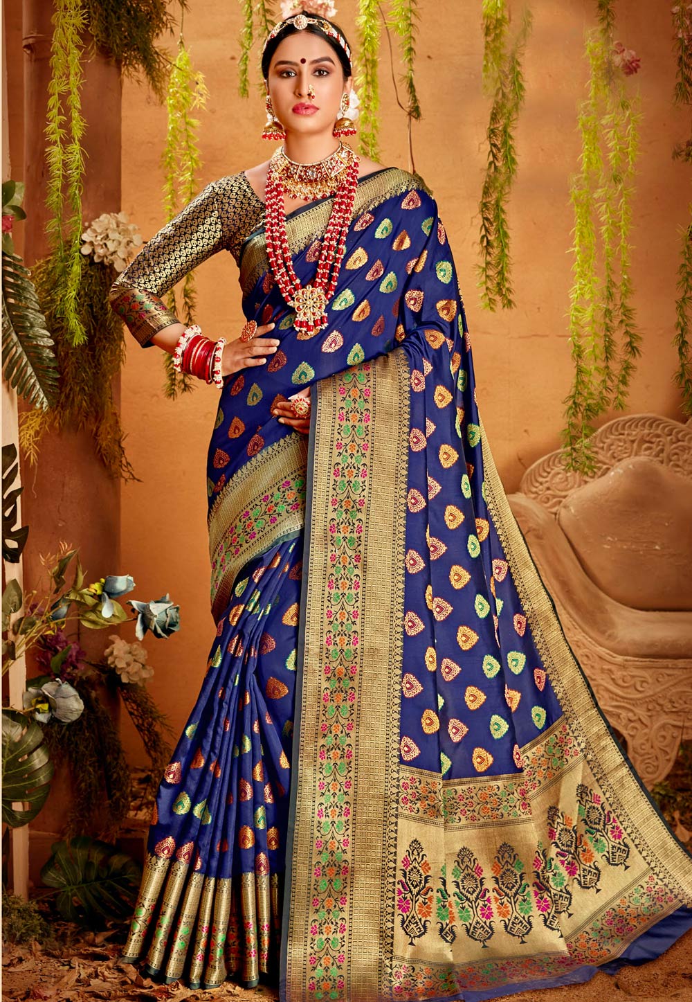 Blue Jacquard Silk Paithani Saree 224700