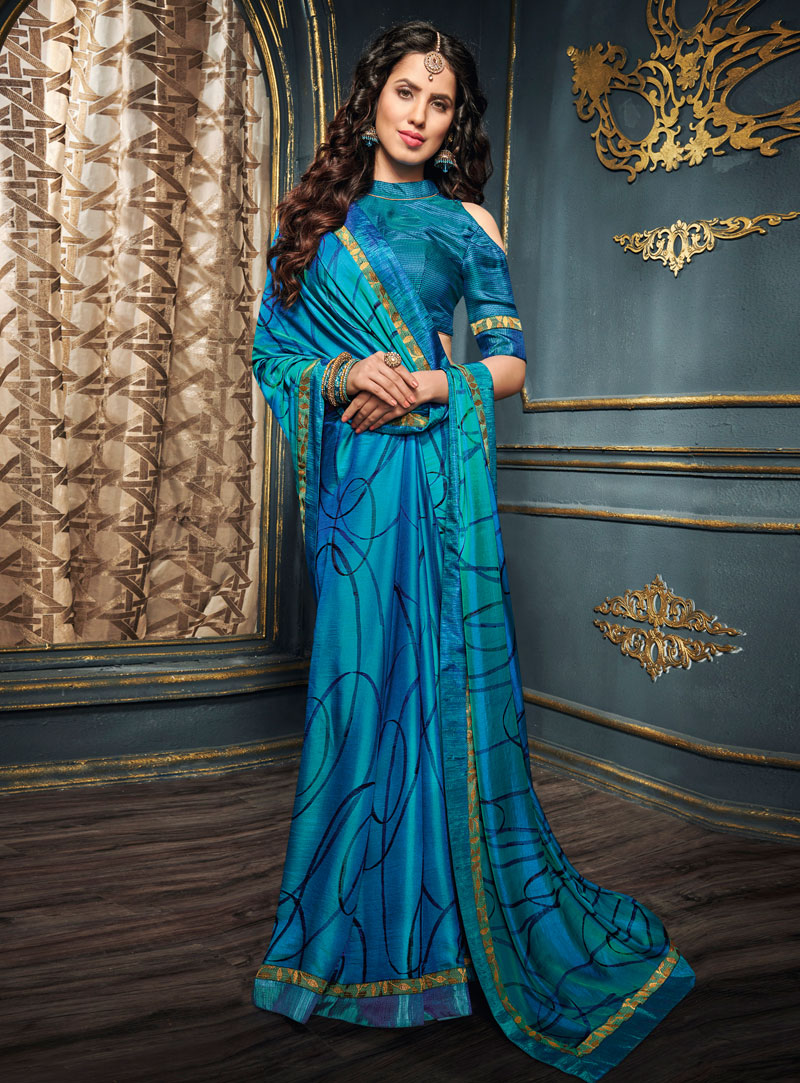 Blue Silk Saree With Blouse 120941