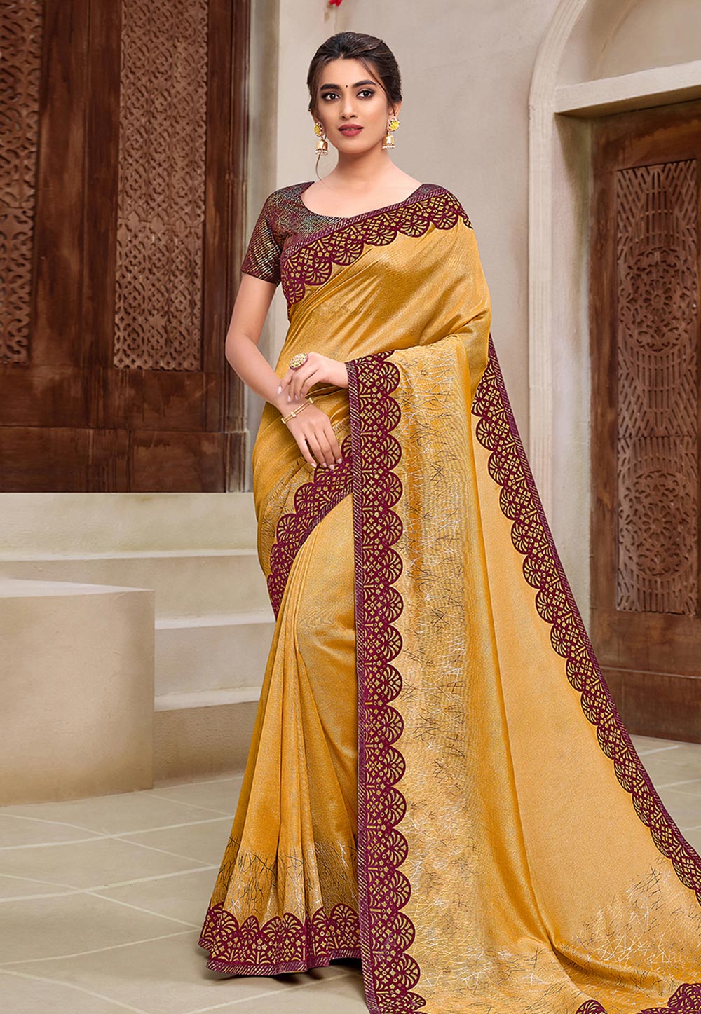 Yellow Silk Georgette Saree With Blouse 223365