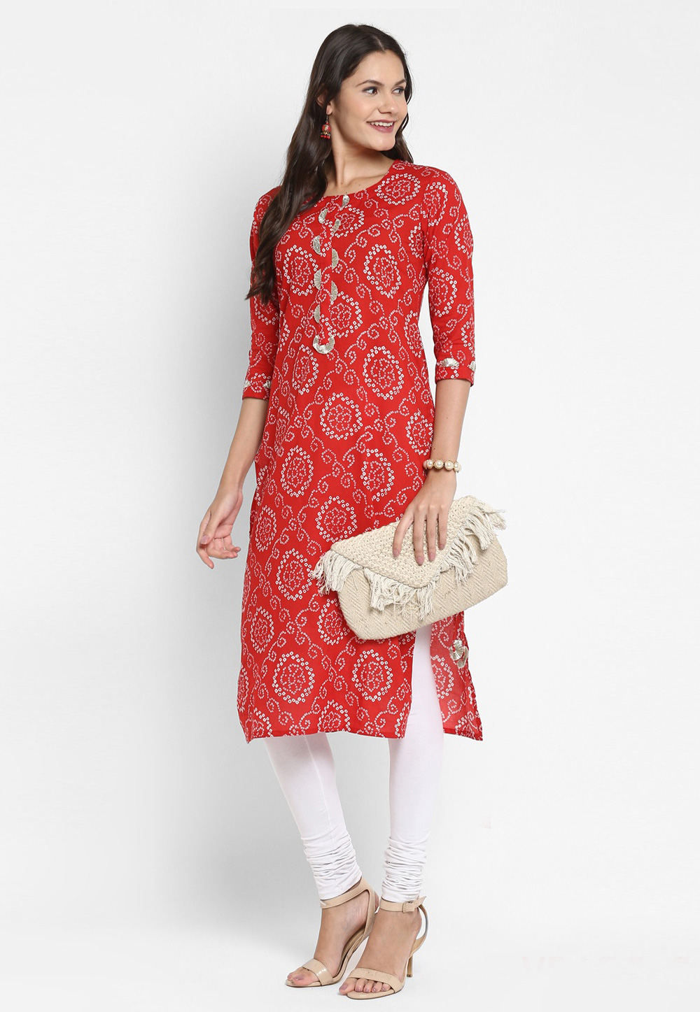 Red Printed Cotton Tunic 224398