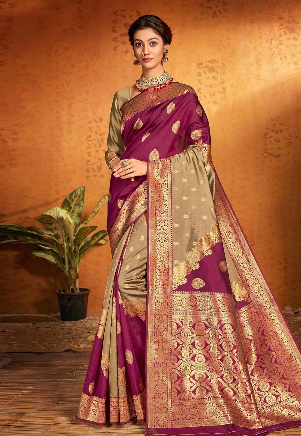 Purple Jacquard Silk Festival Wear Saree 224801