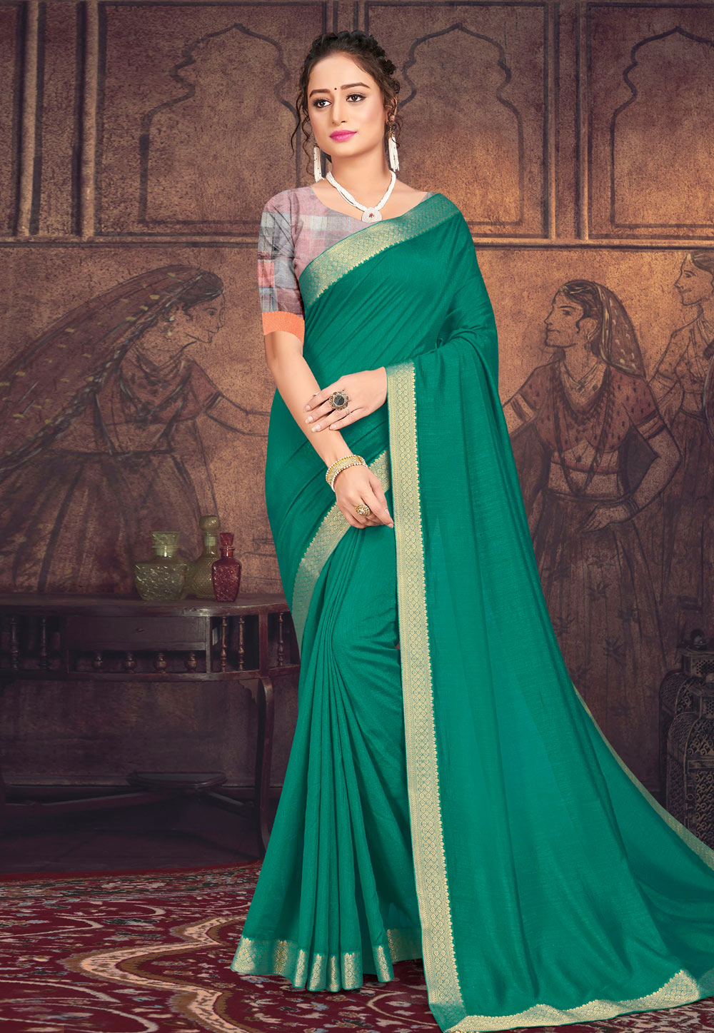 Green Mukaish Zari Weaving Green Chanderi Saree – Beatitude