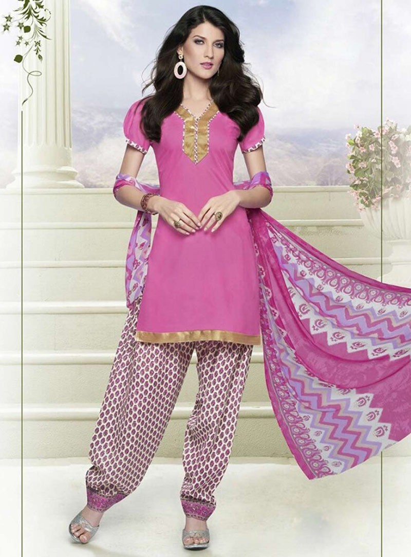 Pink Cotton Punjabi Suit 57455