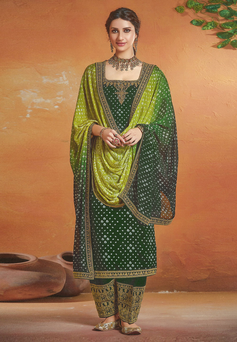 Green Tussar Silk Pant Style Suit 225301