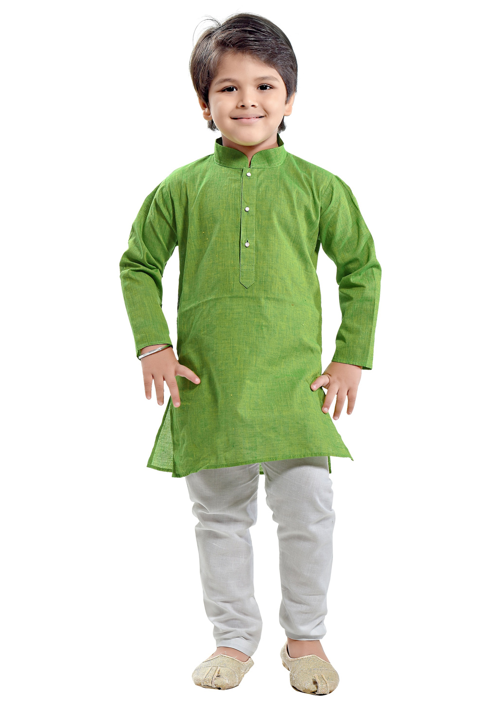 Mehndi Cotton Readymade Kids Kurta Pajama 251436