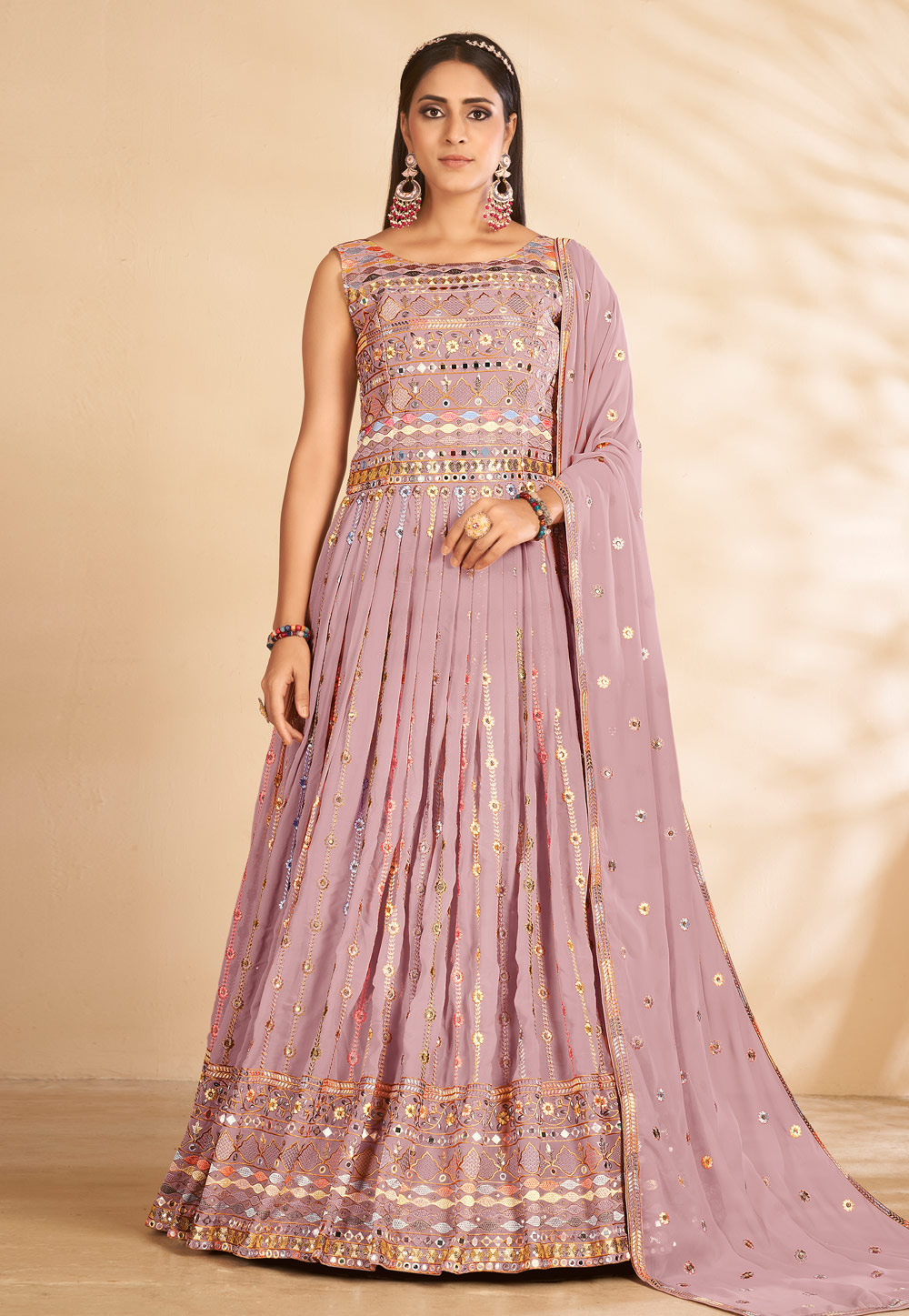 Pink Georgette Gown 243108