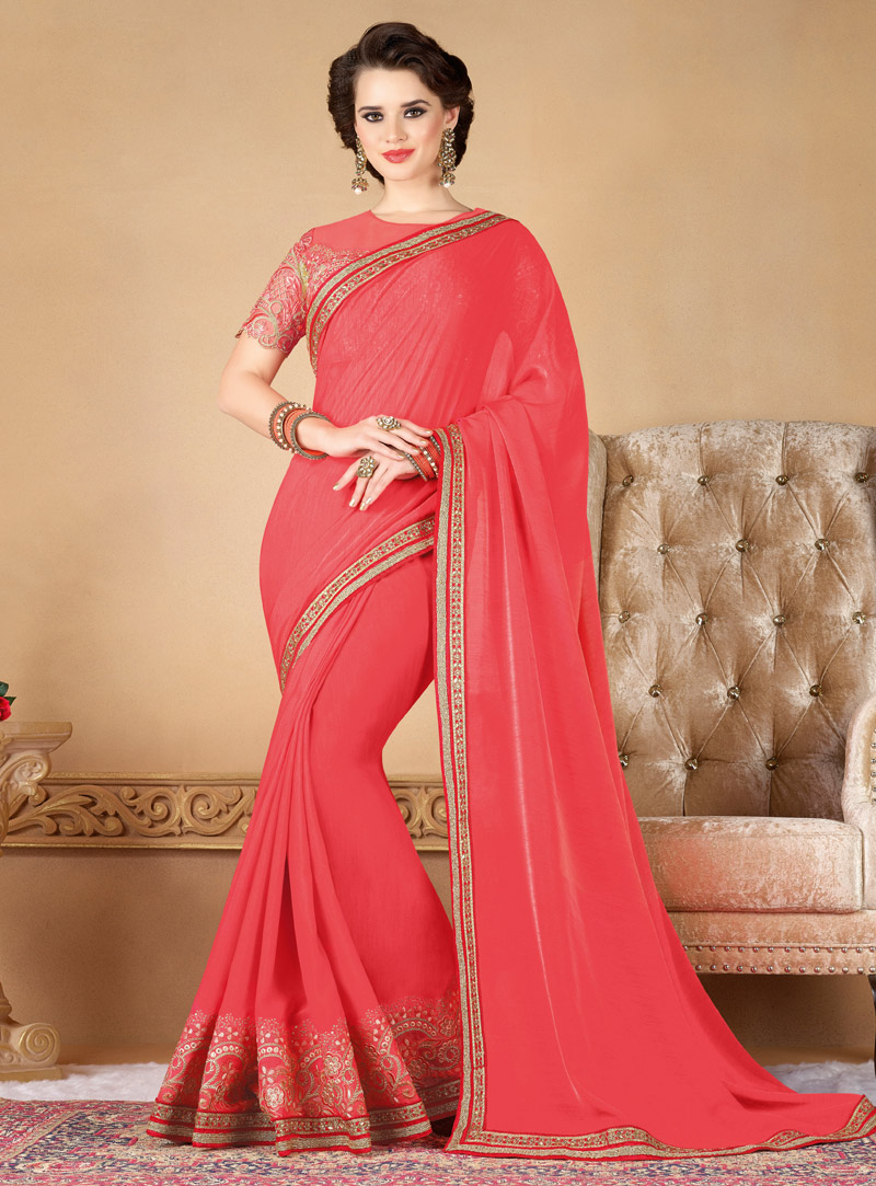 Pink Silk Saree With Blouse 121415