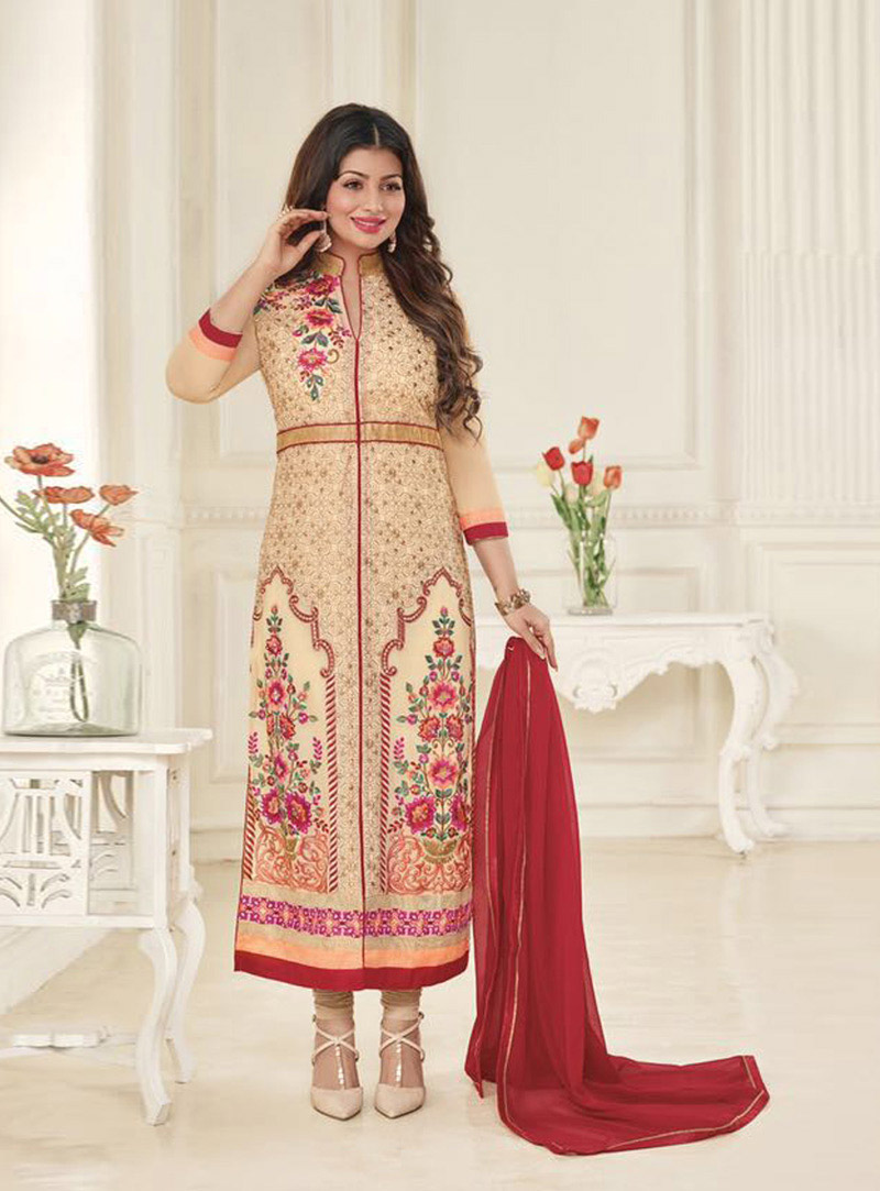 Ayesha Takia Beige Georgette Pakistani Style Suit 72970
