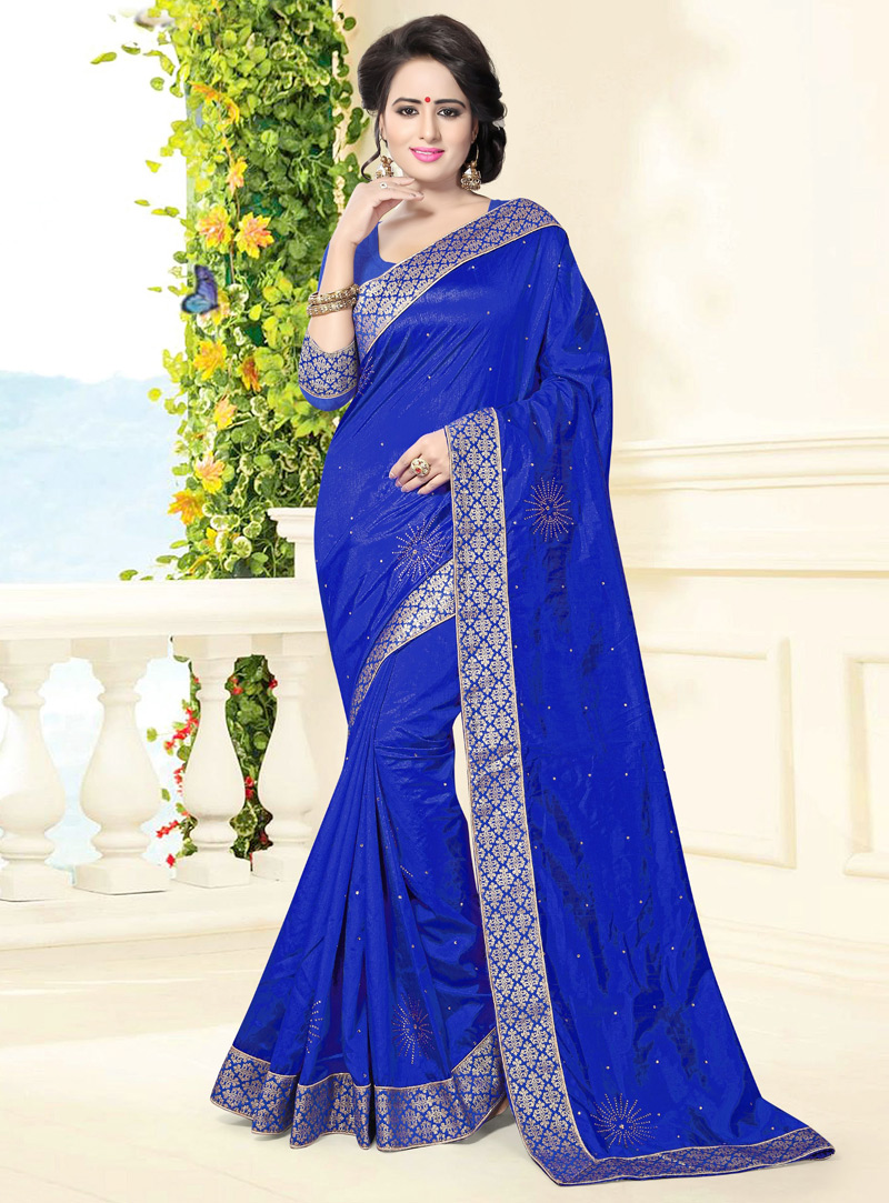 Royal Blue Silk Festival Wear Saree 109138
