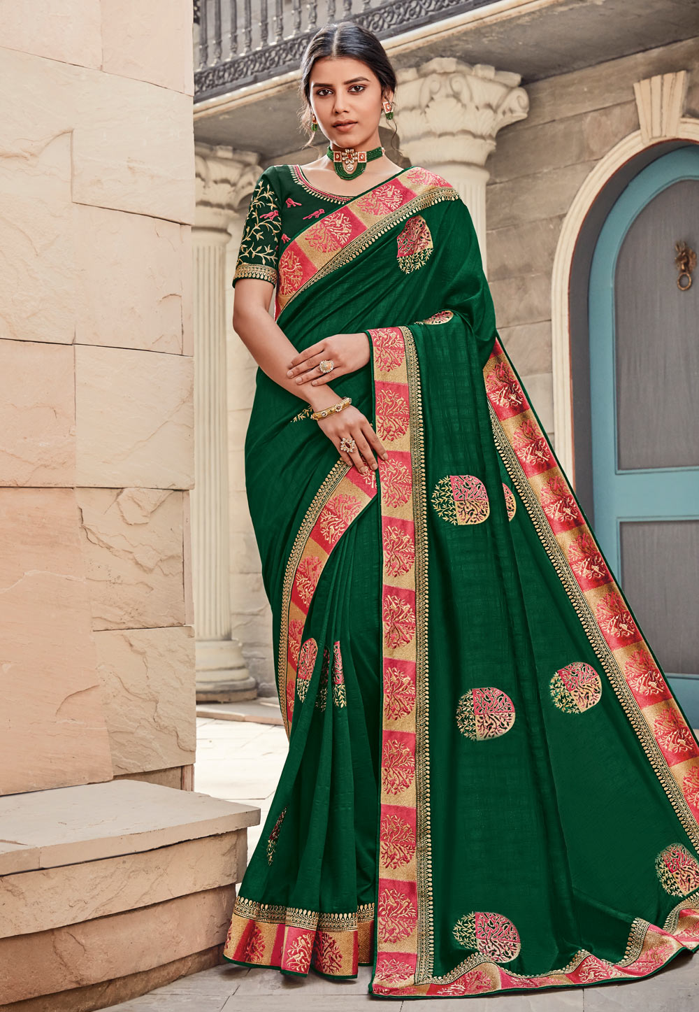 Green Silk Festival Wear Saree 210747