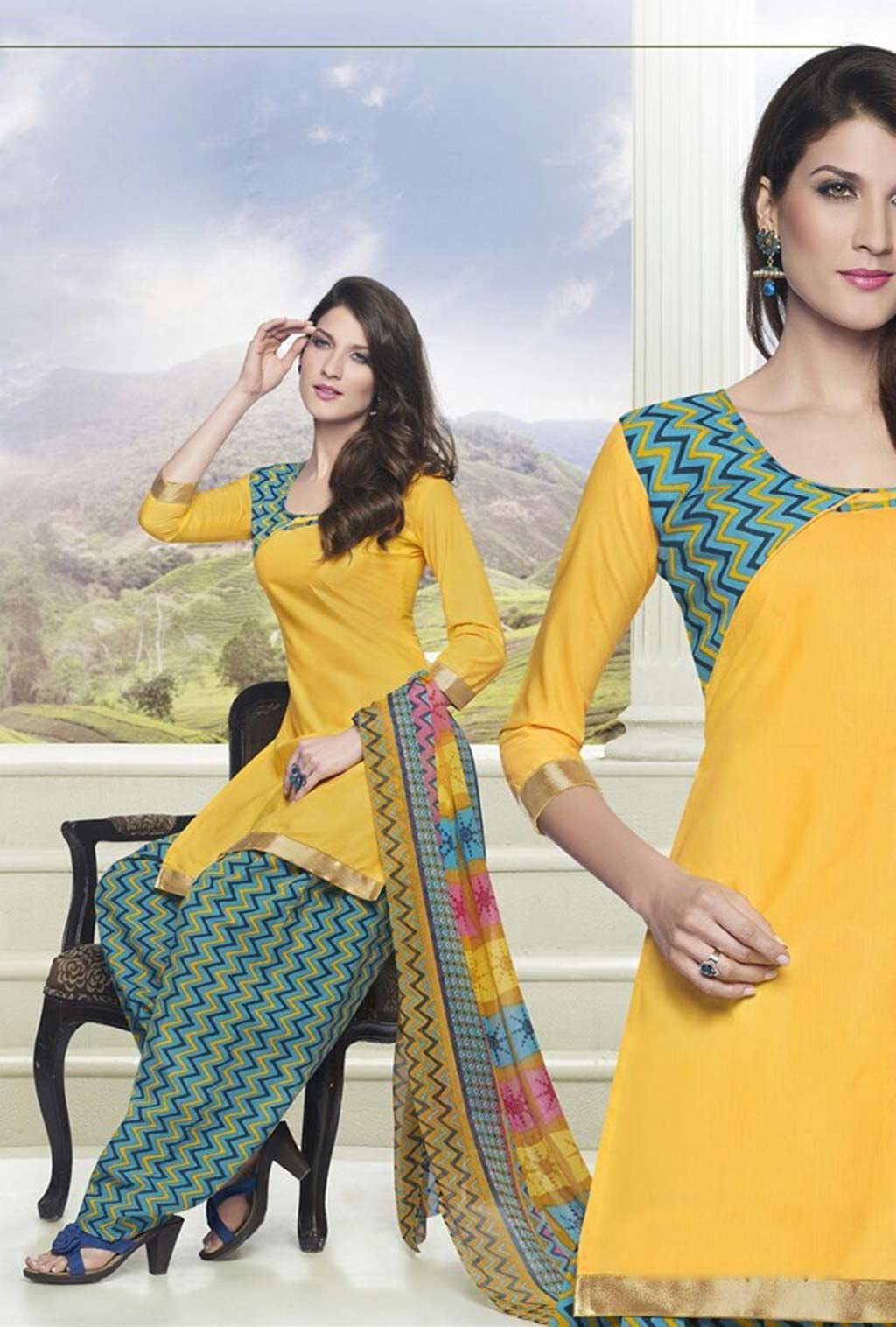 Yellow Cotton Punjabi Suit 57446