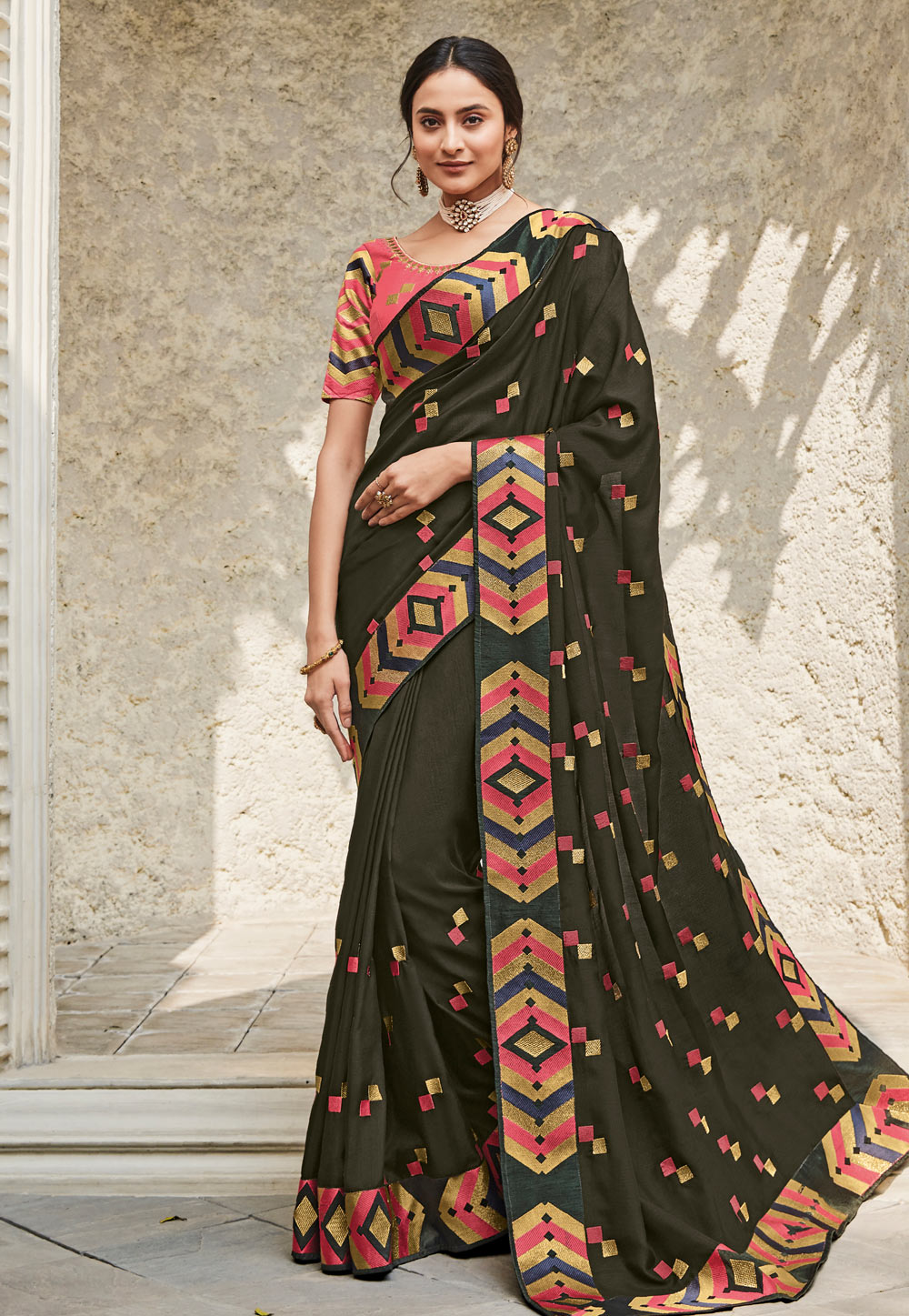 Mehndi Silk Festival Wear Saree 210755