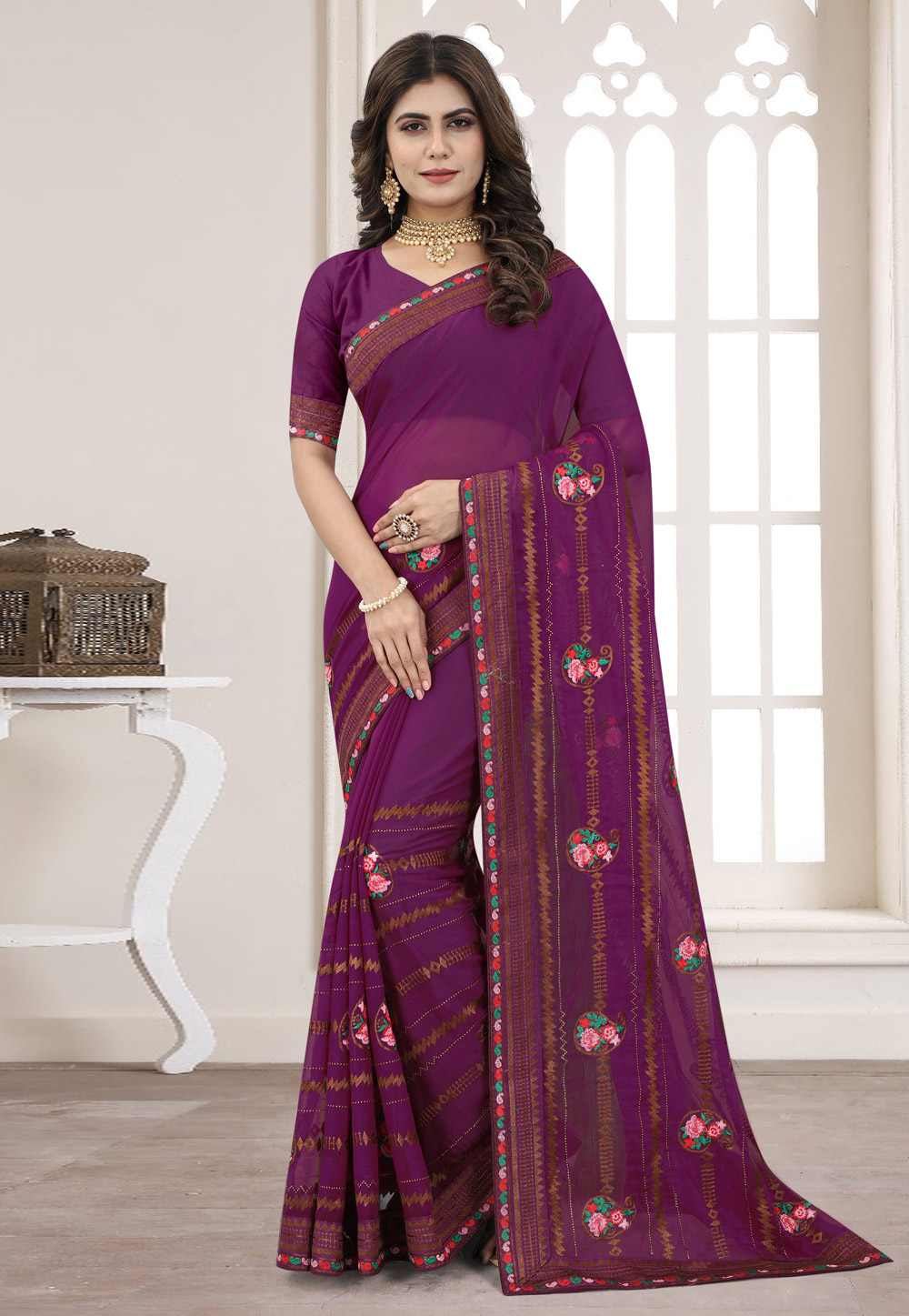 Purple Silk Saree With Blouse 258344