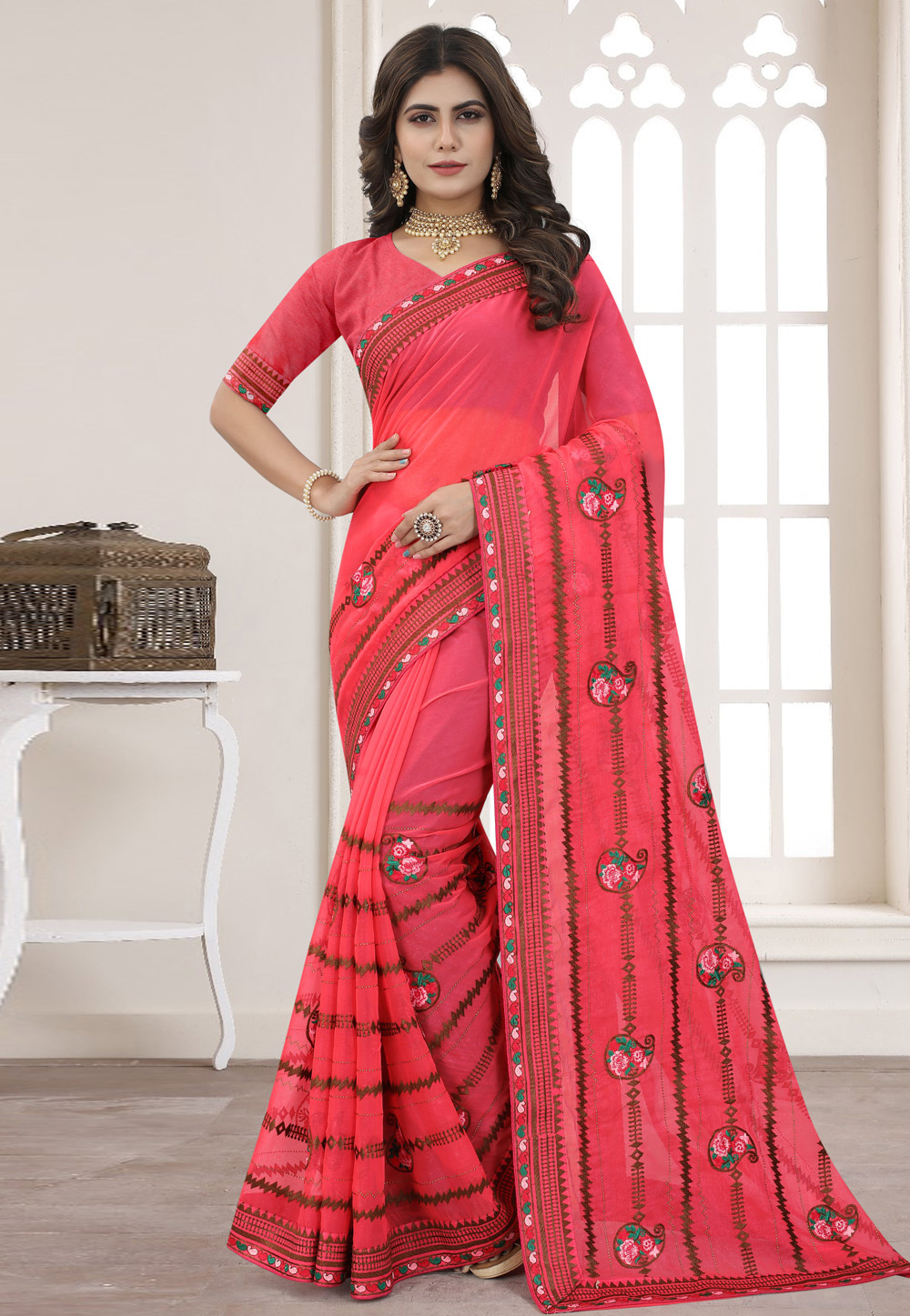 Pink Silk Saree With Blouse 258346