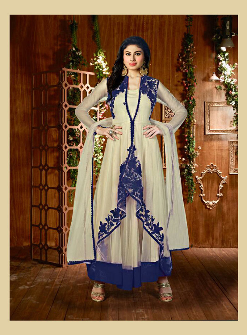 Mouni Roy Blue Net Designer Anarkali Suit 74943