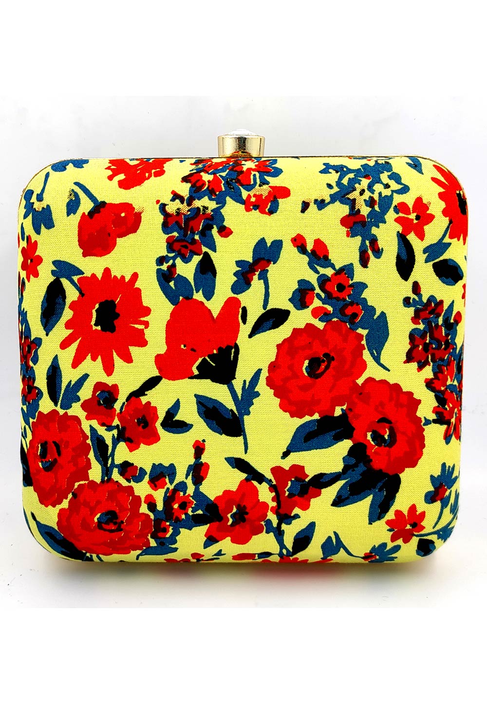 Yellow Synthetic Printed Clutch 225665