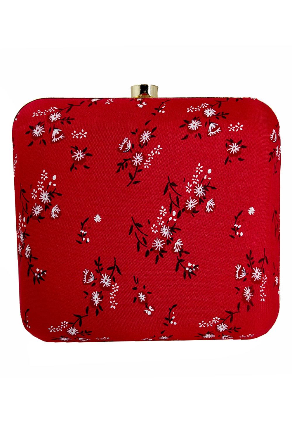 Red Synthetic Printed Clutch 225666