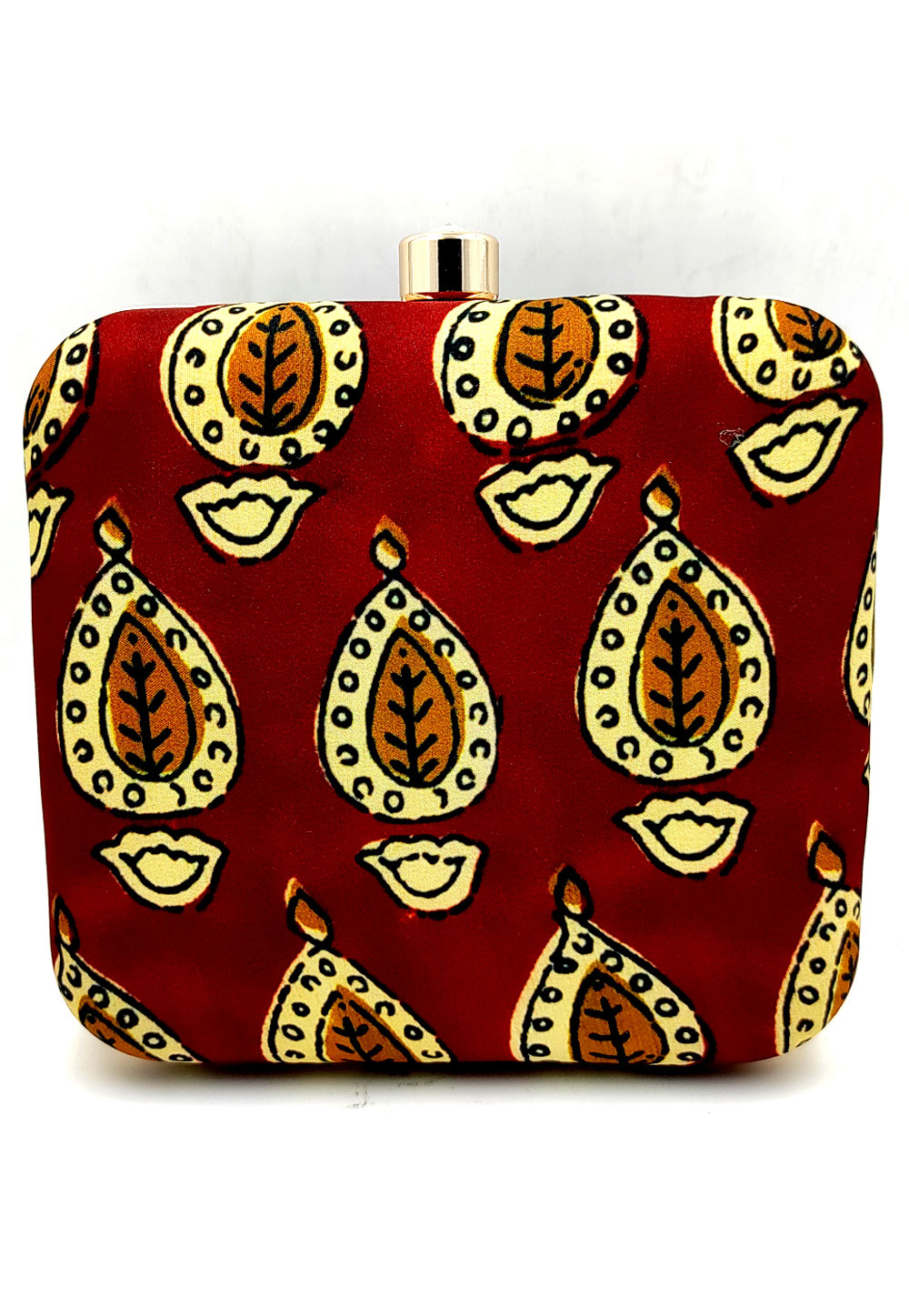 Maroon Synthetic Printed Clutch 225669