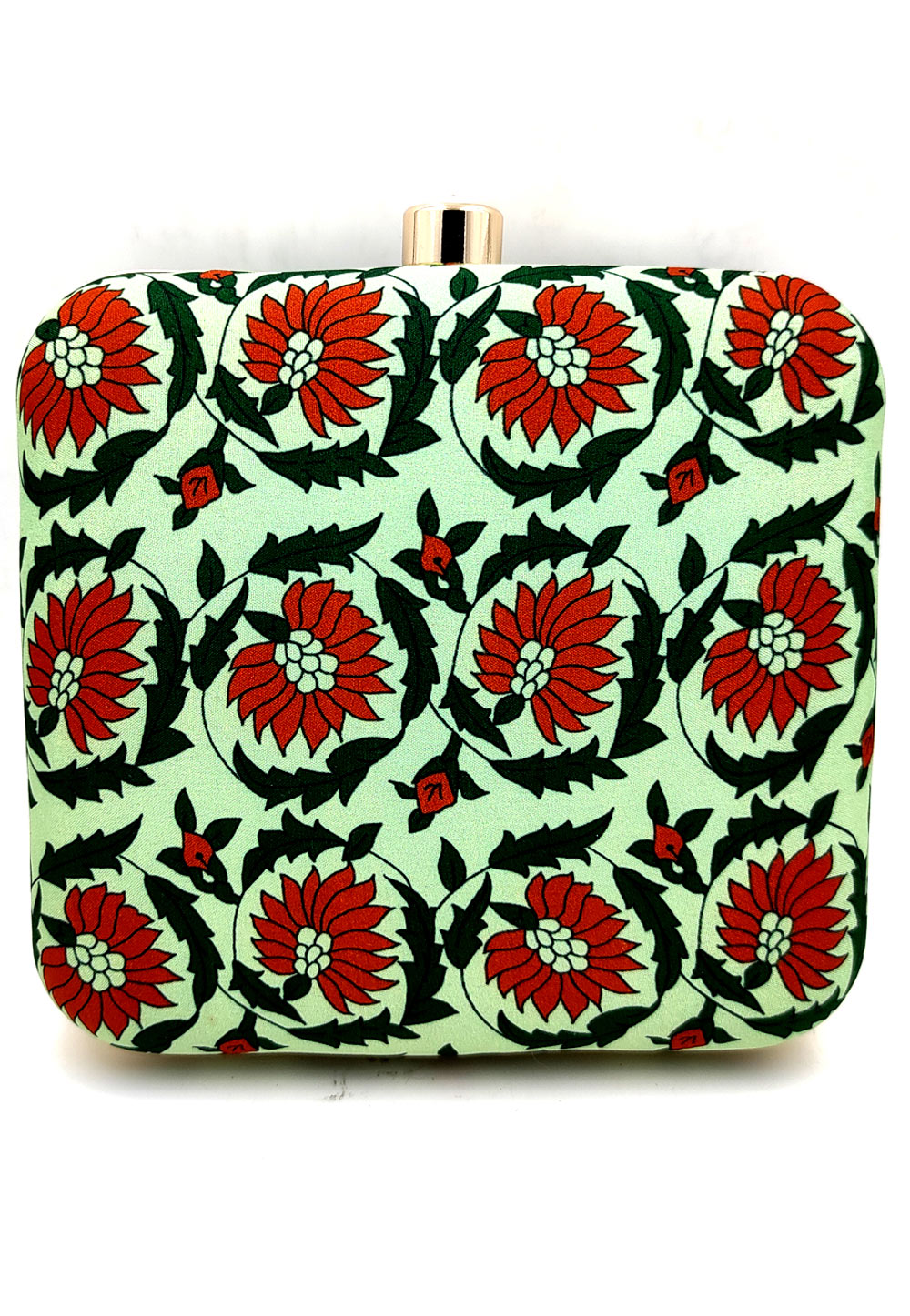 Light Green Synthetic Printed Clutch 225672