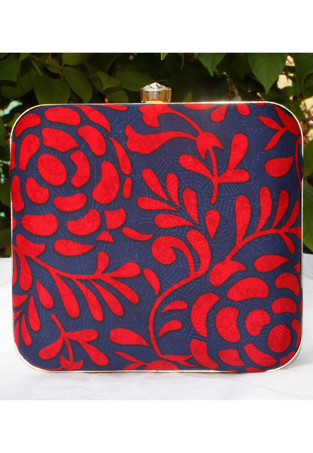 Navy Blue Synthetic Printed Clutch 225686