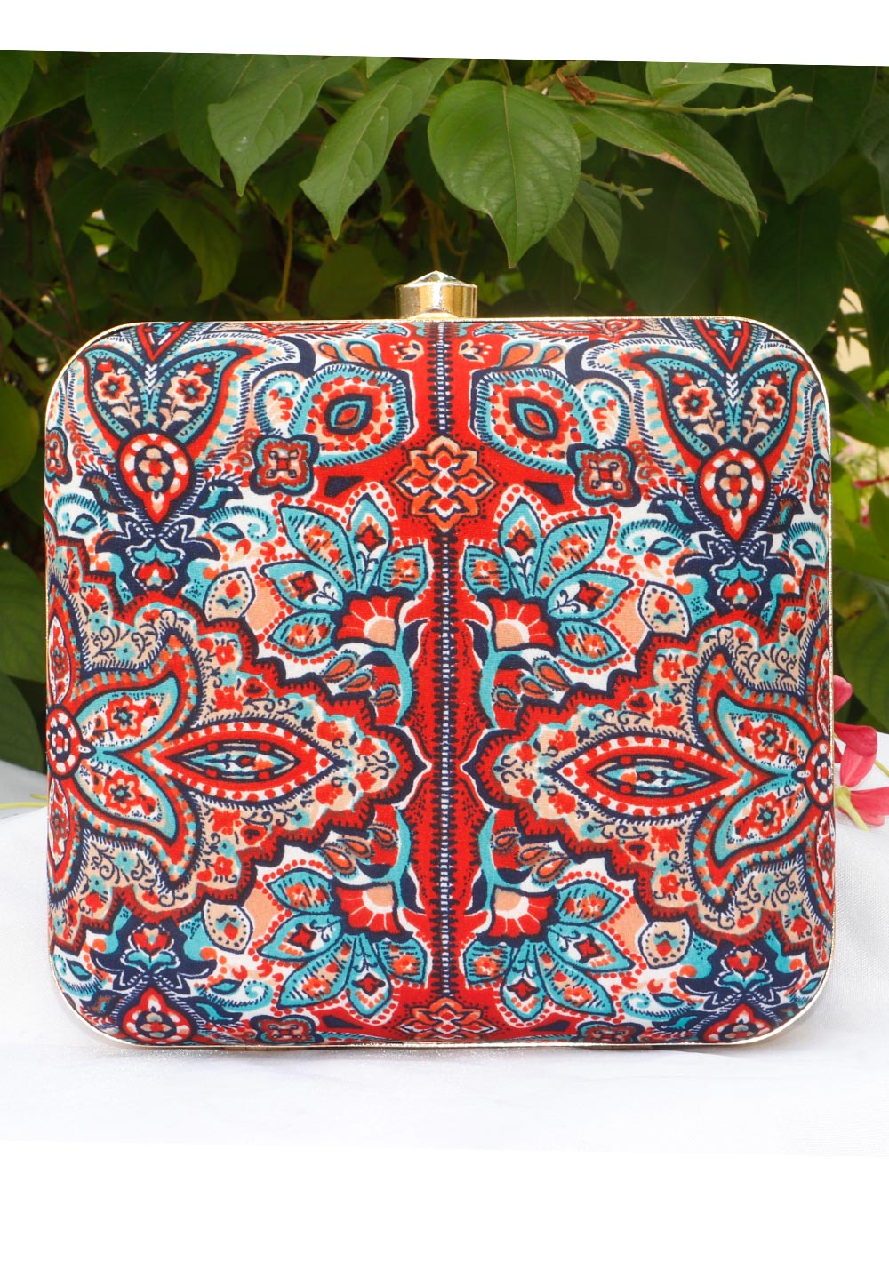 Red Synthetic Printed Clutch 225691