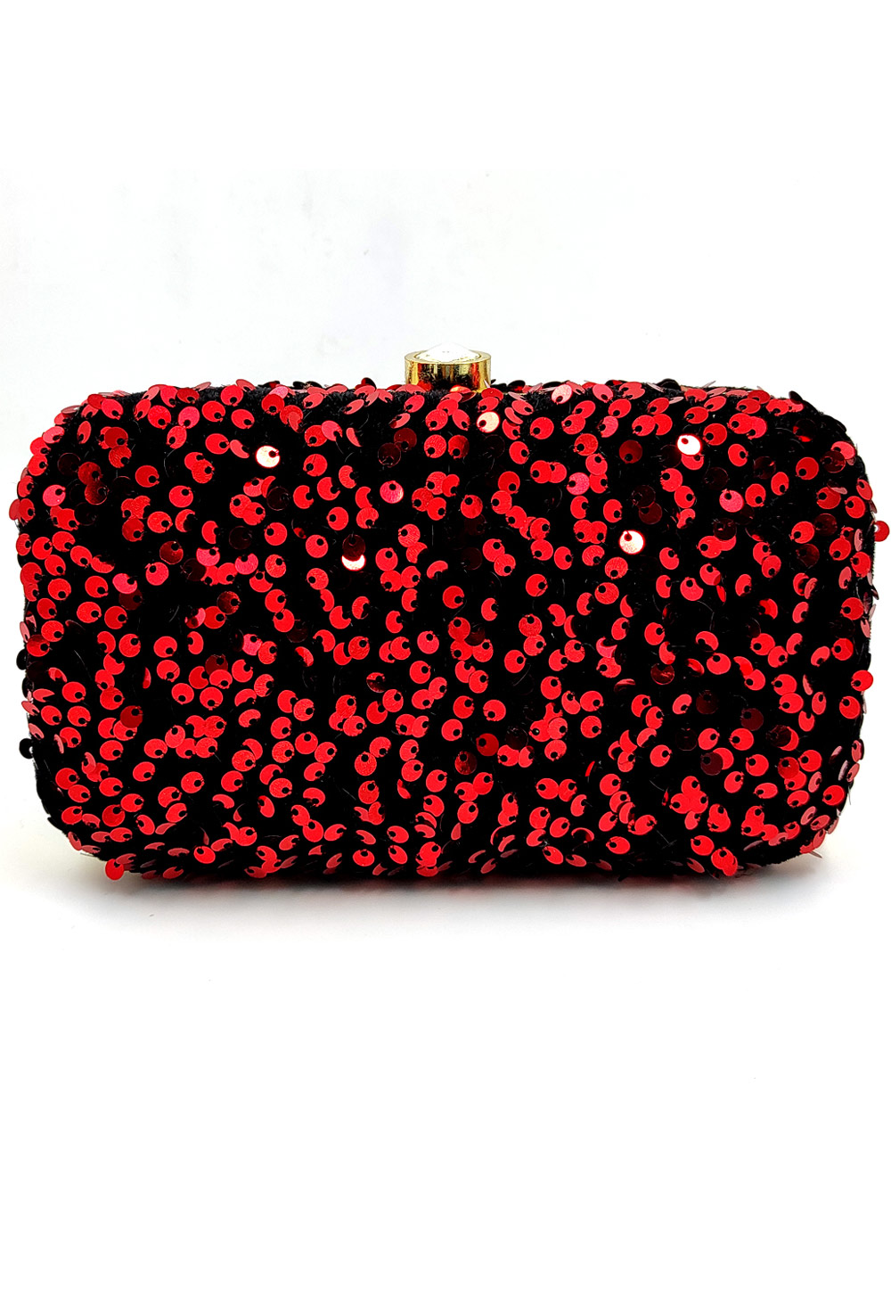 Red Synthetic Embroidered Clutch 225773