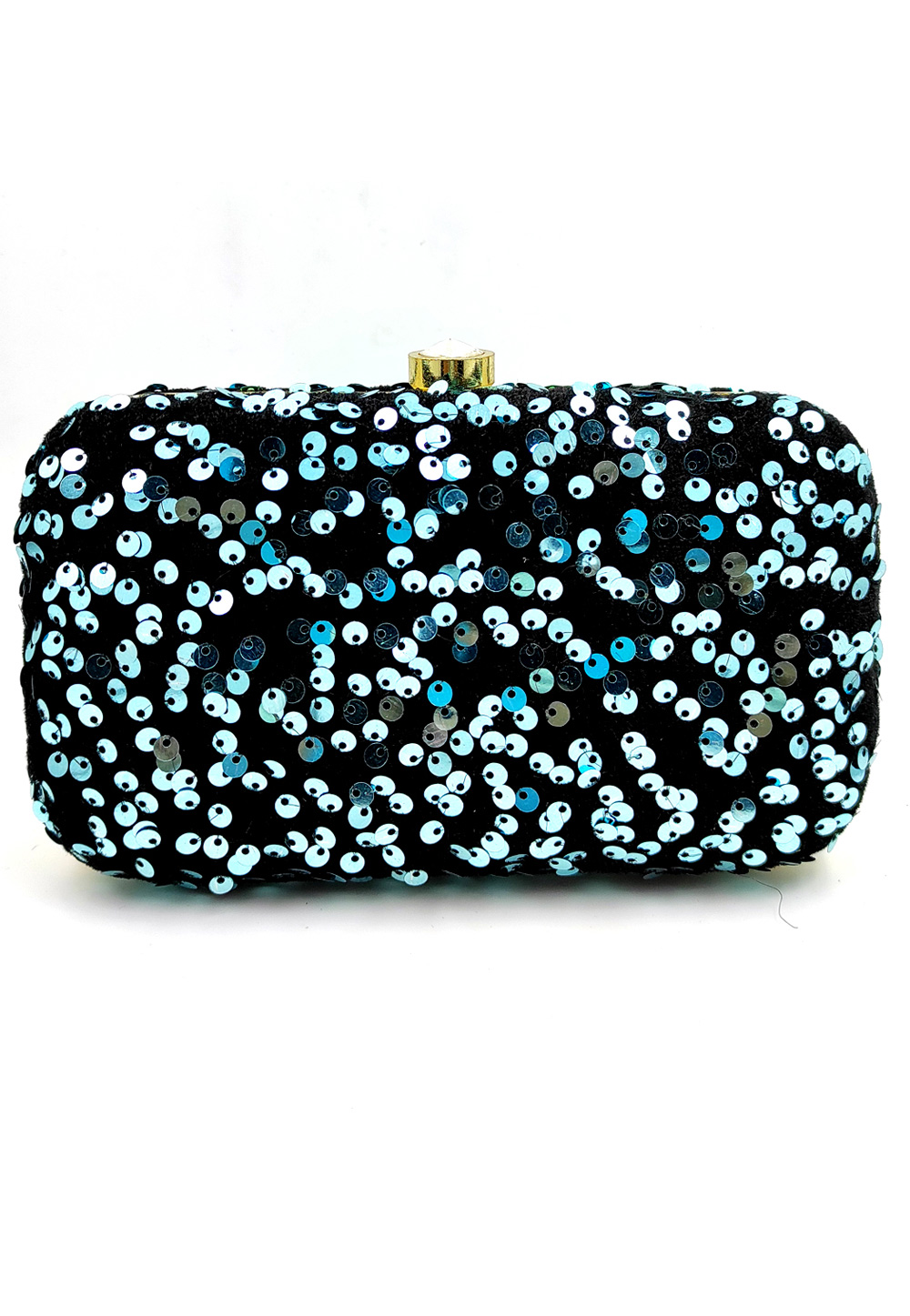 Sky Blue Synthetic Embroidered Clutch 225798