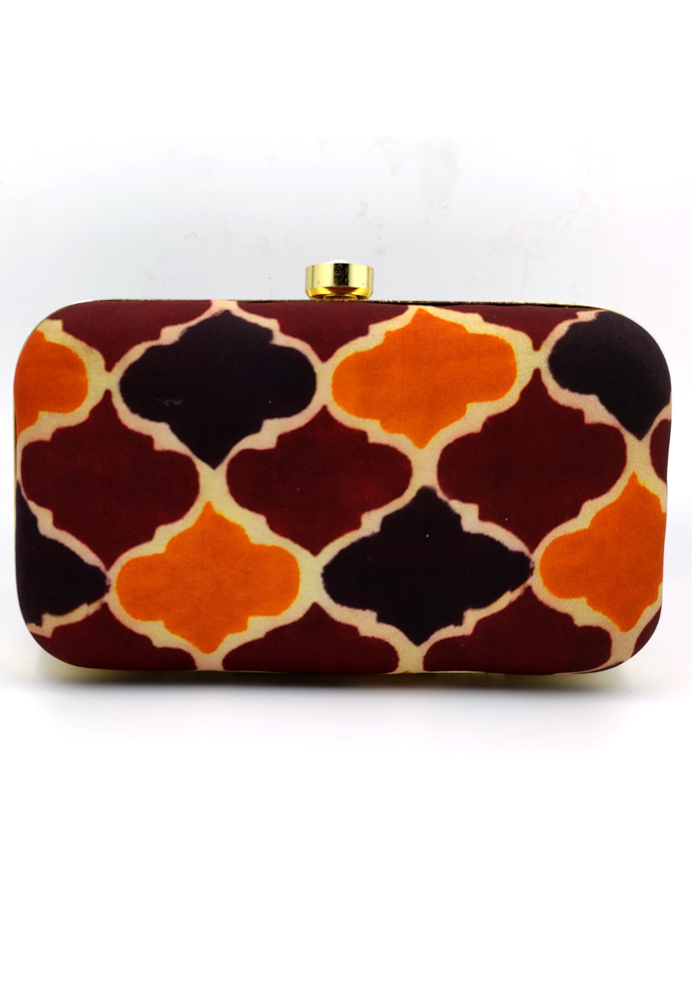Brown Synthetic Embroidered Clutch 225815