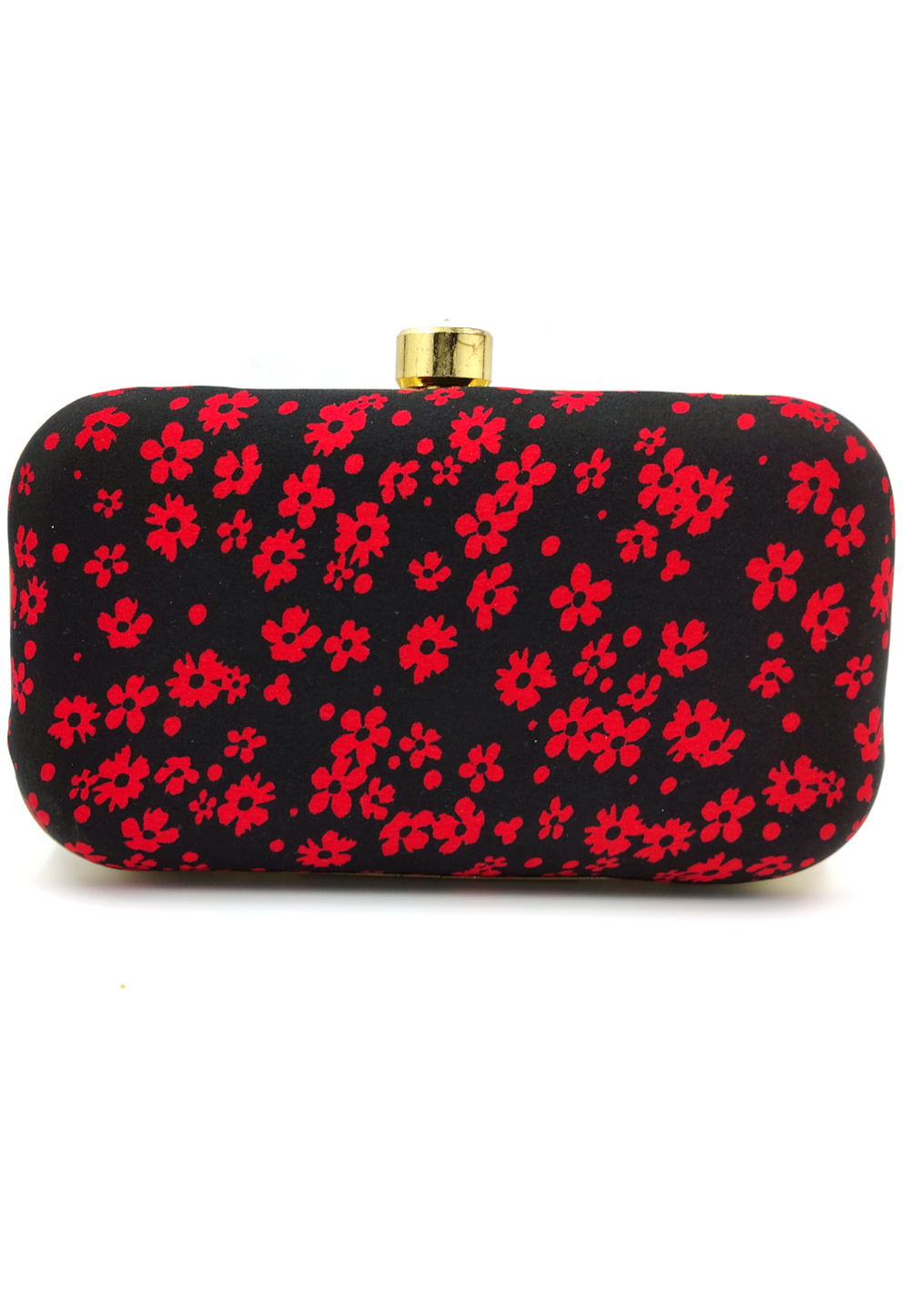 Black Synthetic Embroidered Clutch 225816