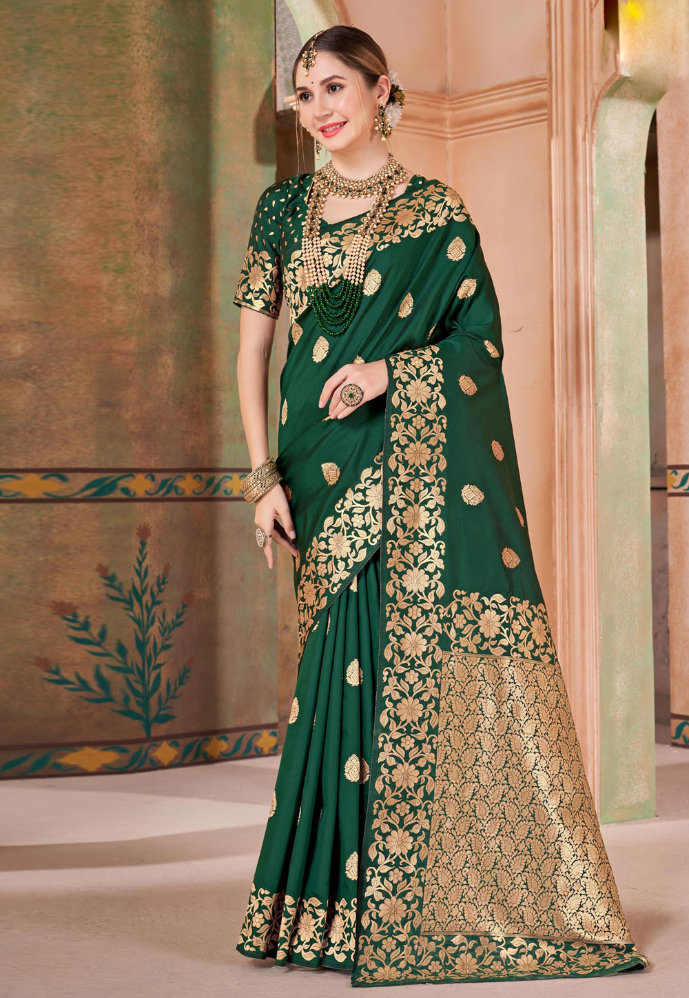 Green Georgette Saree With Blouse 276376