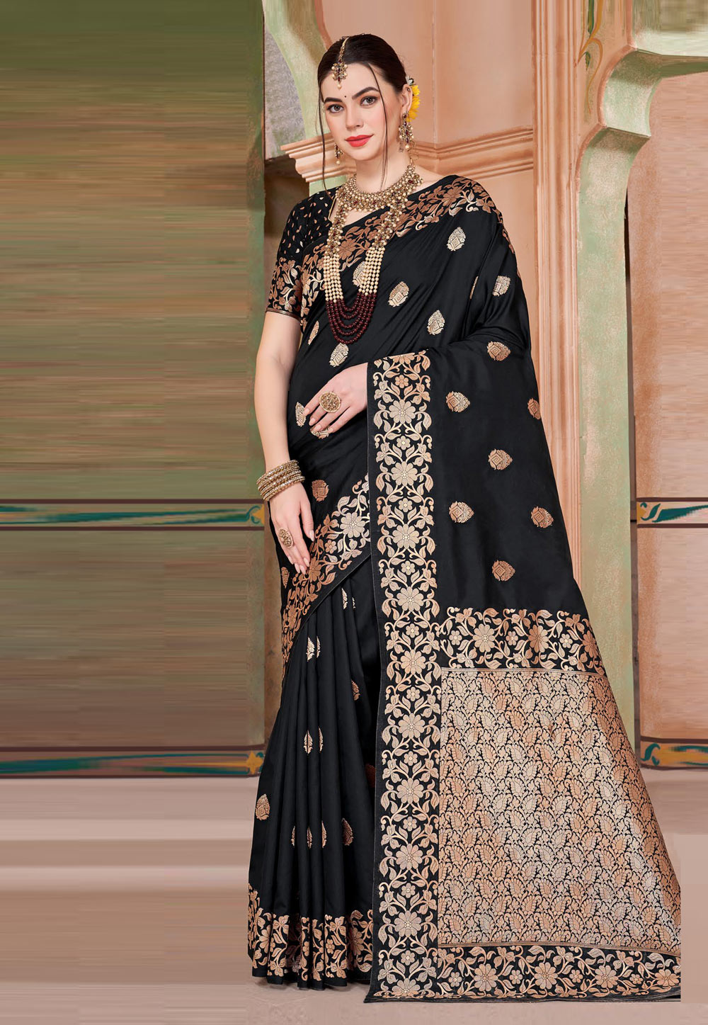 Black Georgette Saree With Blouse 276379