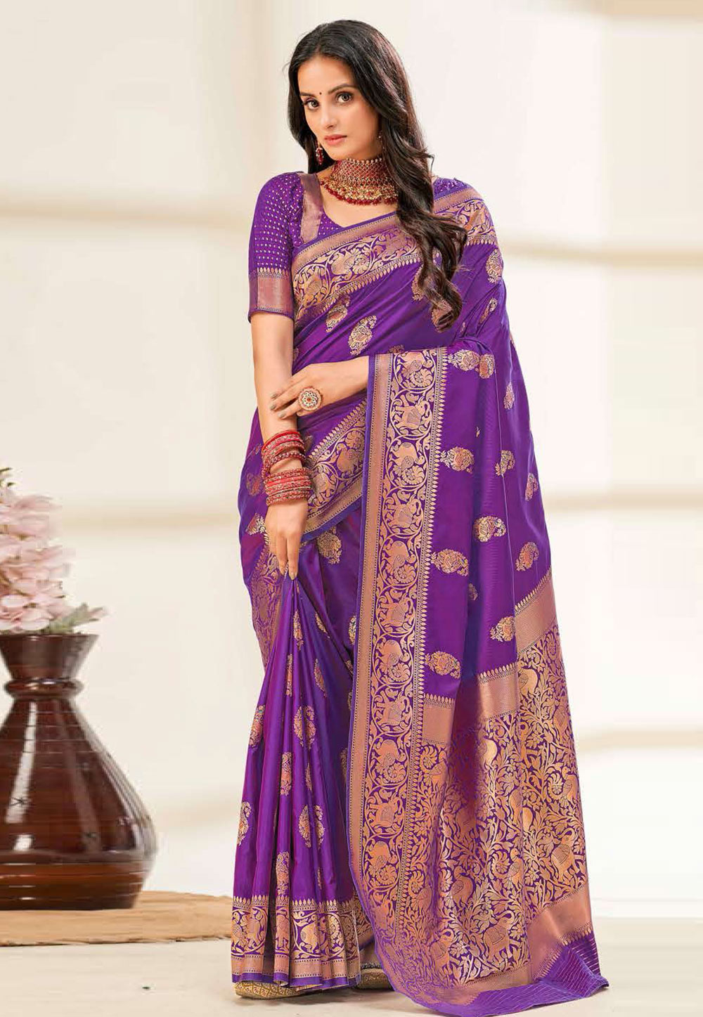 Violet Silk Saree With Blouse 274354