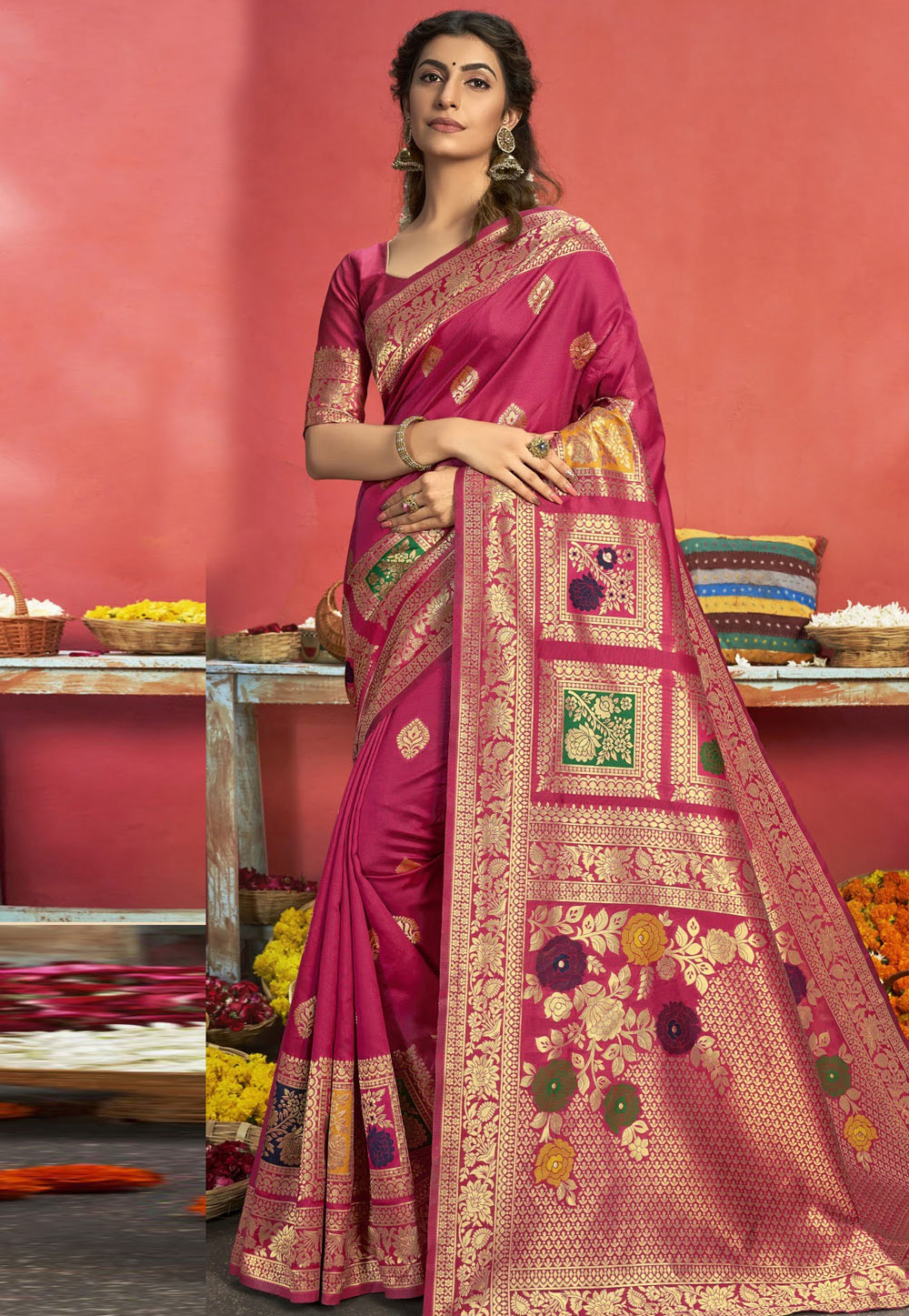 Pink Art Silk Saree With Blouse 226192