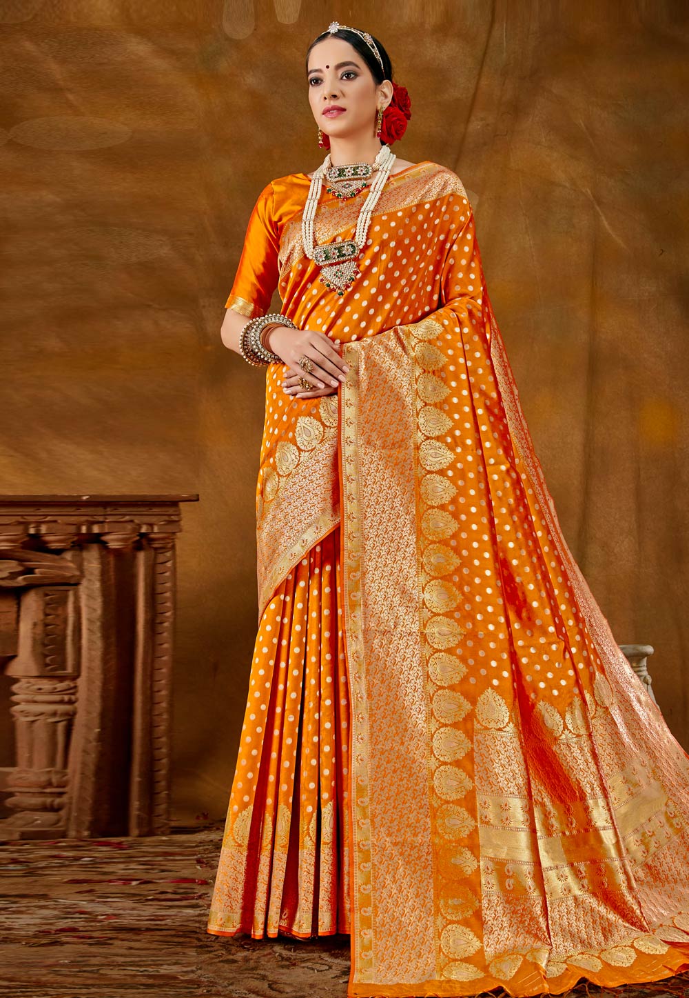Mustard Banarasi Silk Festival Wear Saree 226207