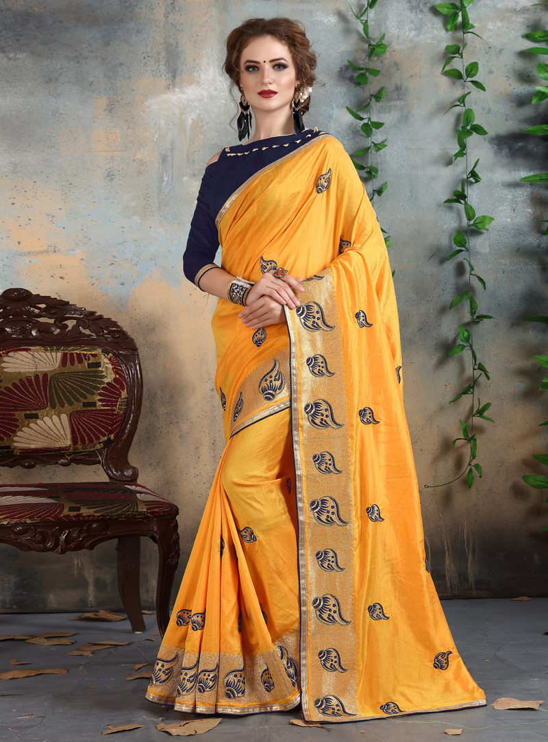 Yellow Silk Saree With Blouse 130202