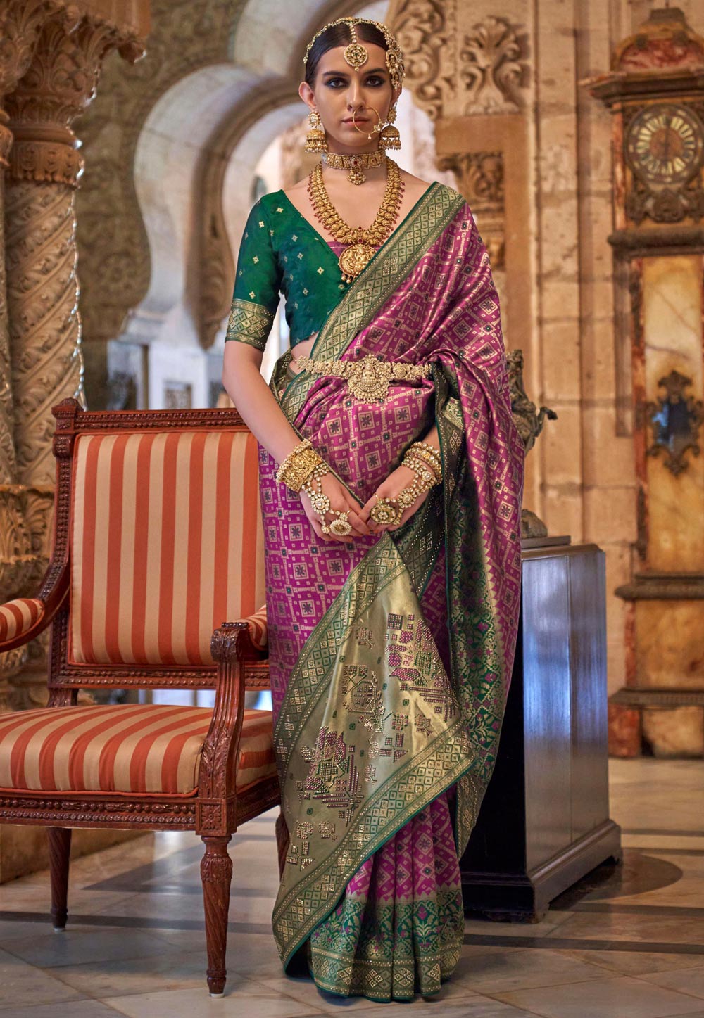 JM Fashion Boutiques - Kanchi silk cotton saree in apple green and purple  its comes in korvai silk border Saree blouse:Purple Saree price:Rm365  📌📌PM us for price details or whatsapp(+60164087170) 📌📌 free